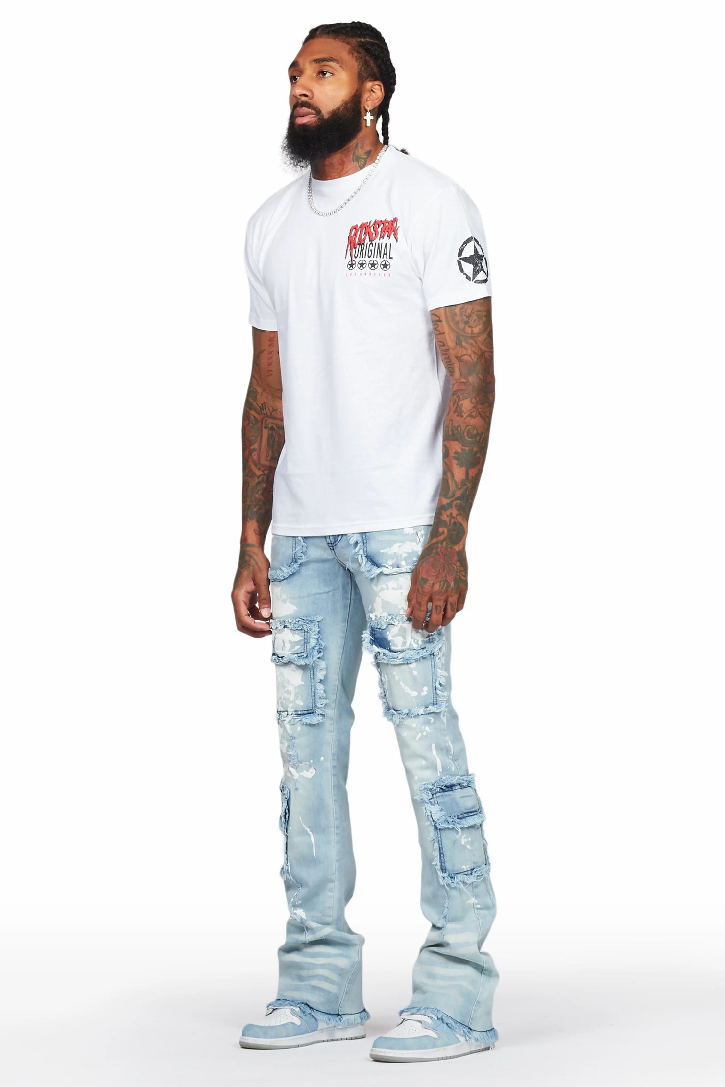 Velan Blue Painter Stacked Flare Jean