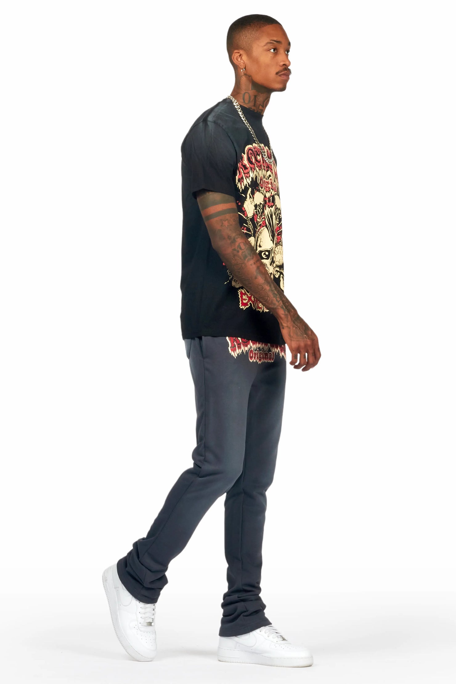 Tabor Black T-Shirt/Stacked Flare Track Set