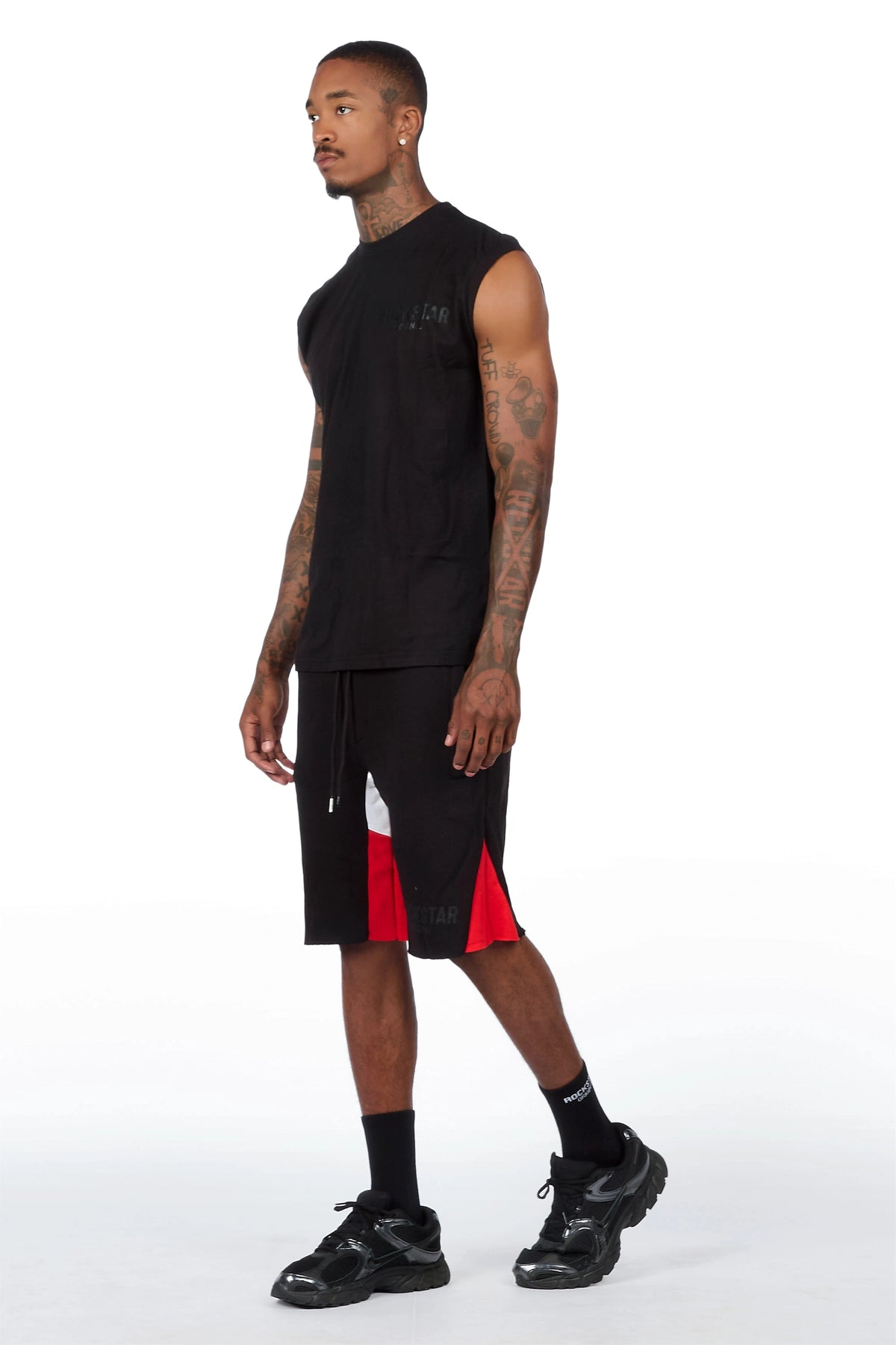Sana Black Relaxed Cut Sleeve T-Shirt/Short Set
