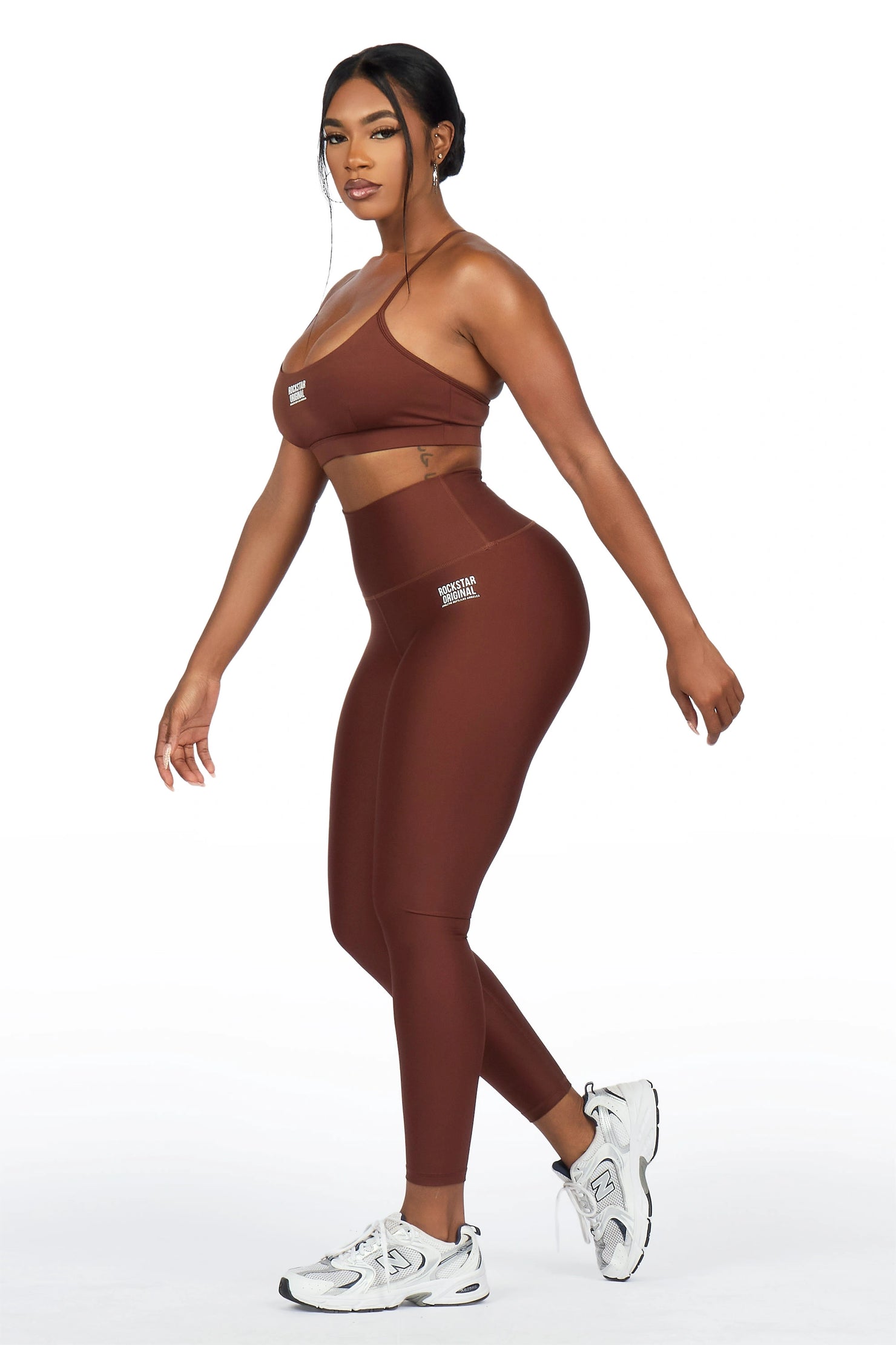 Donika Brown Tank Active Legging Set