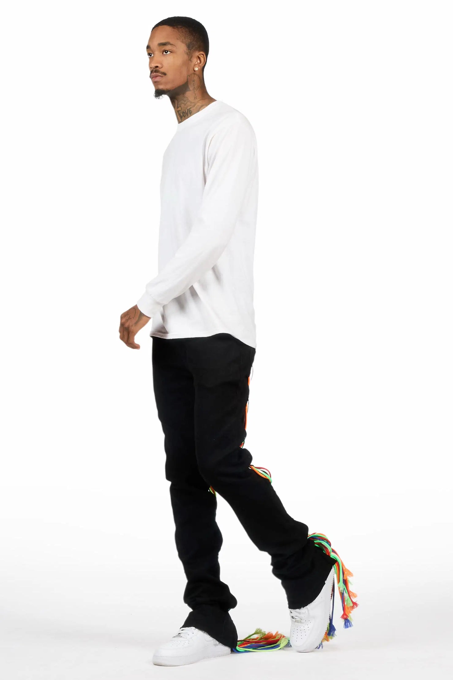 Otto Black/Multi Stacked Flare Jean