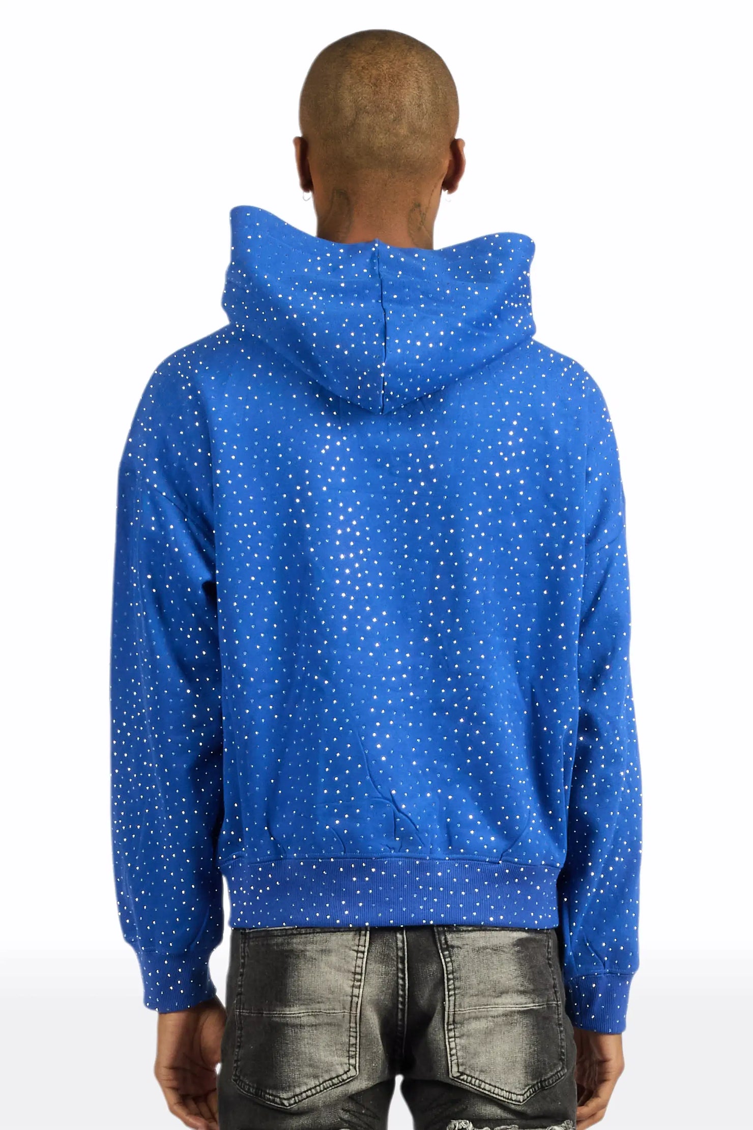 Crystiq Royal/White Rhinestone Oversized Hoodie