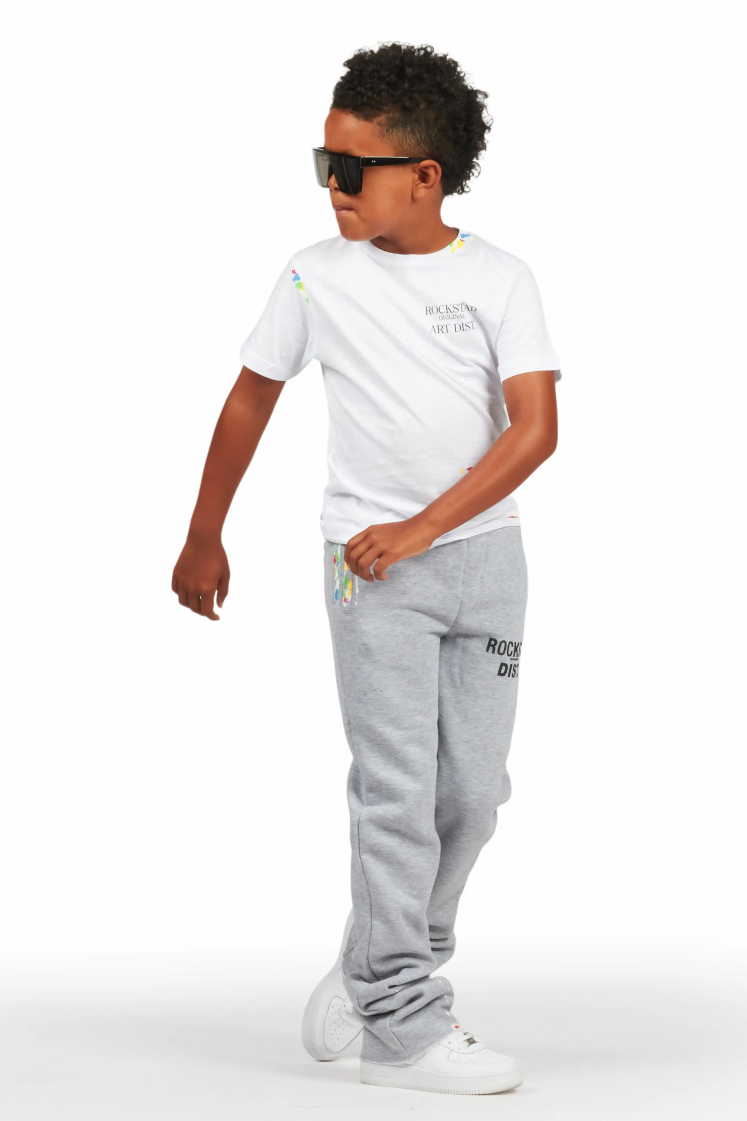 Boys Artemi Grey/White T-Shirt Super Stacked Set