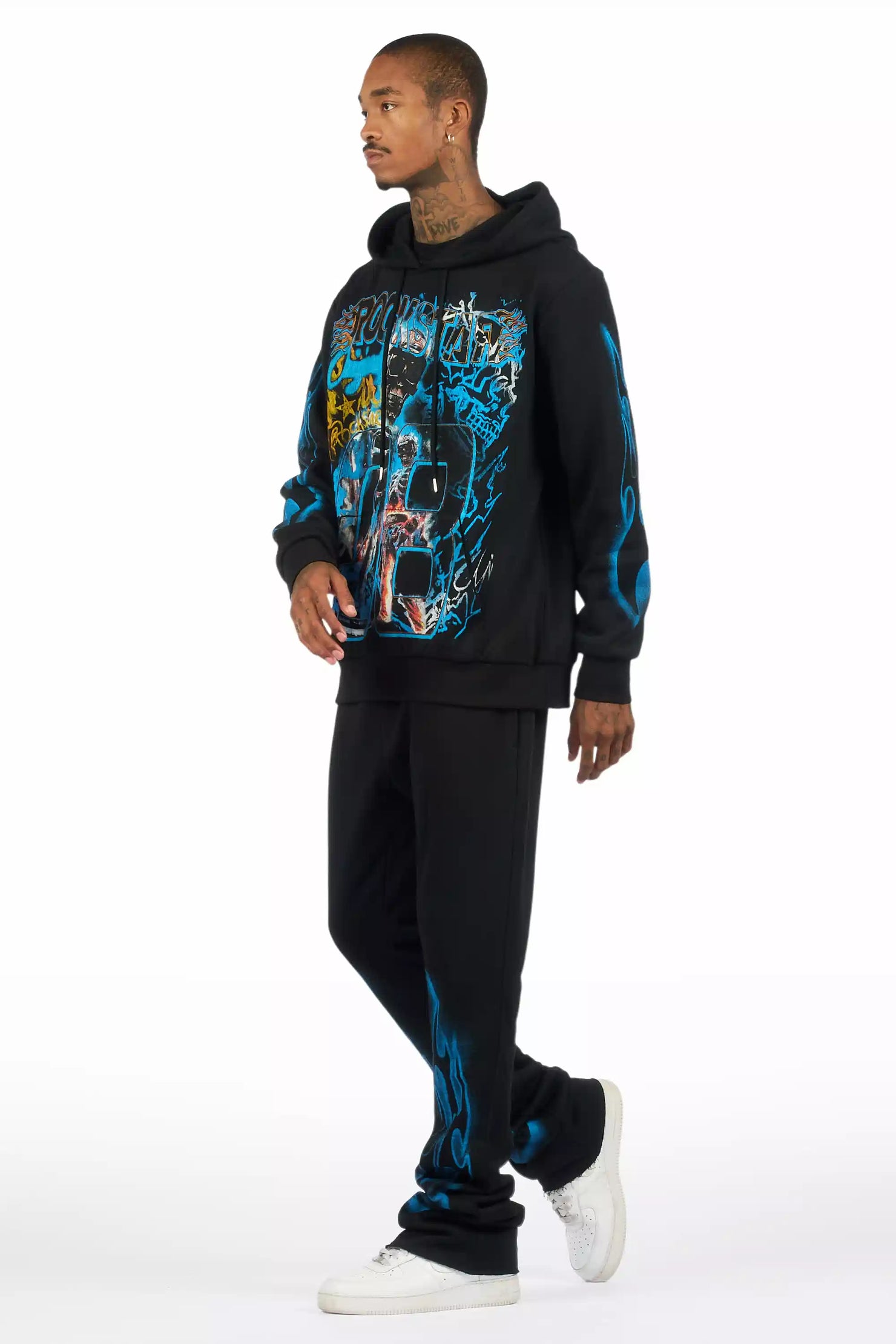 Eros Black Hoodie/Stacked Pant Track Set