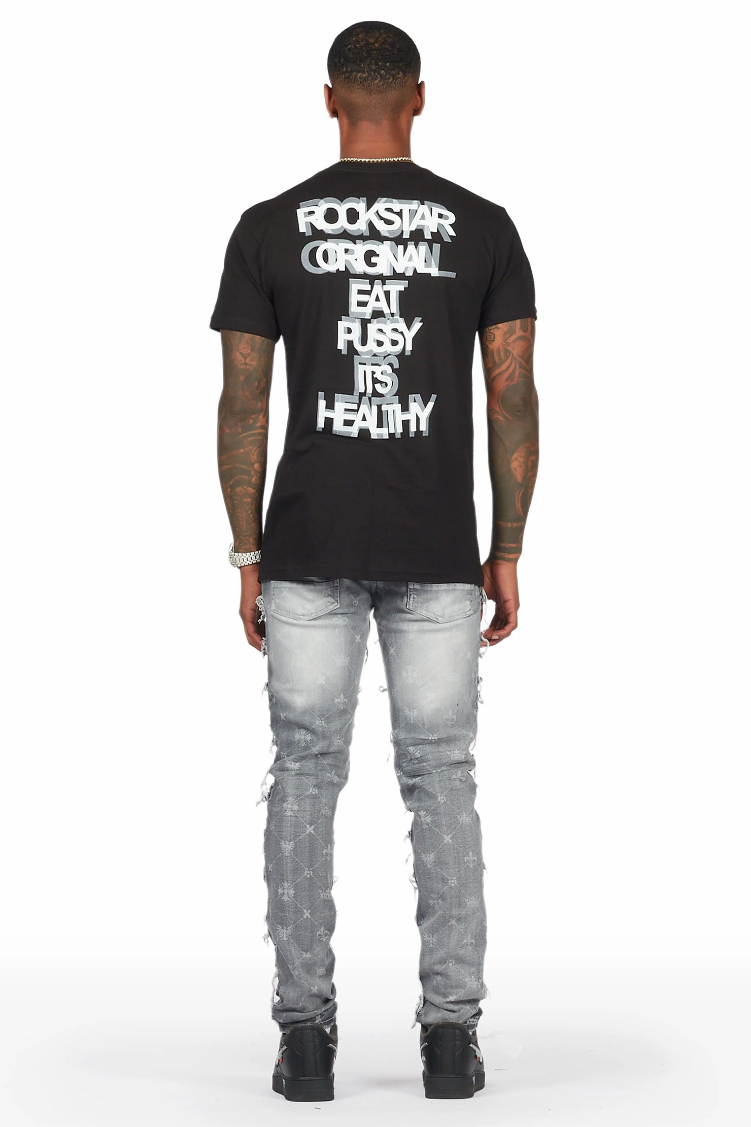 Pasha Grey Slim Fit Frayed Jean