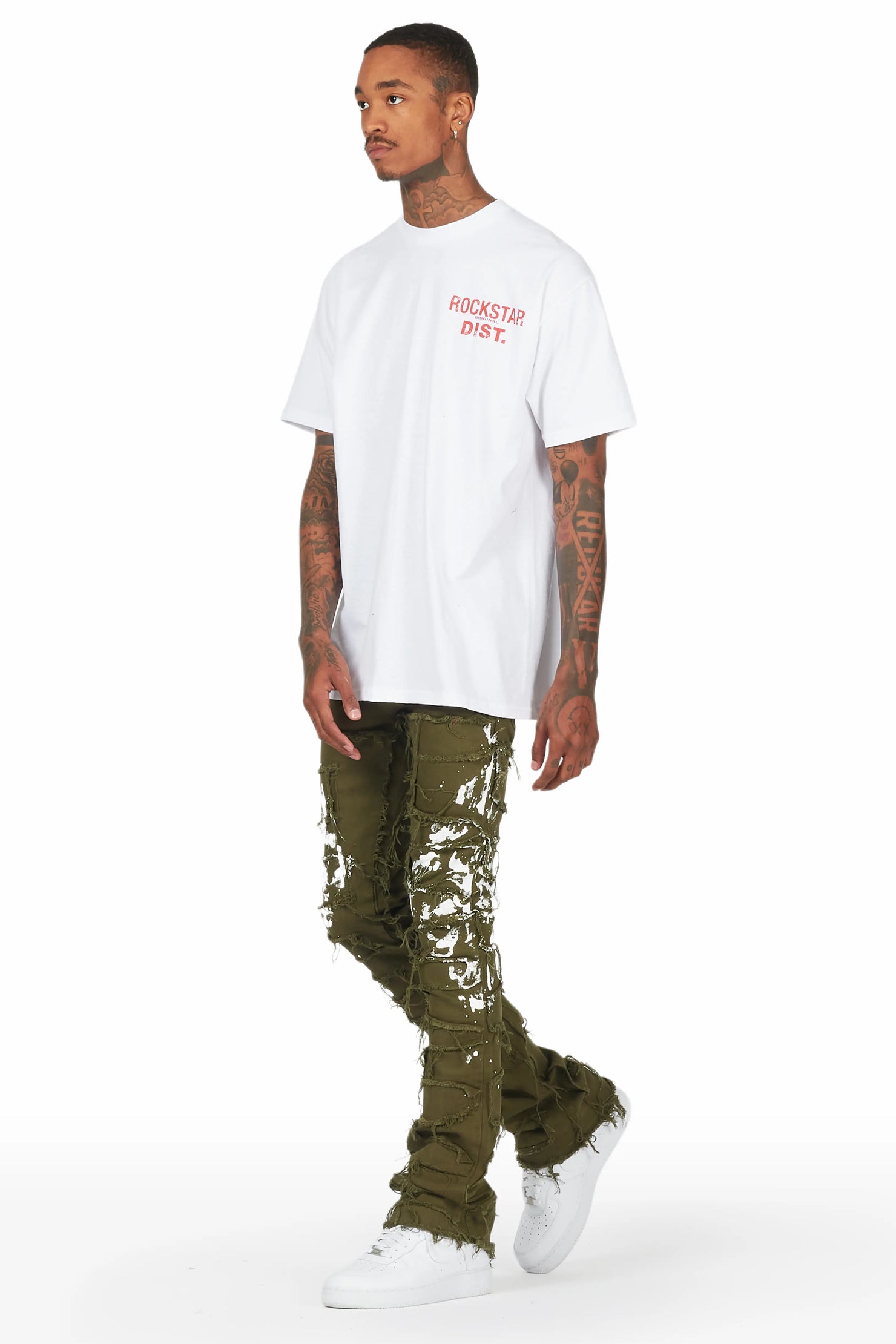 Fumitto Green Painter Stacked Flare Jean