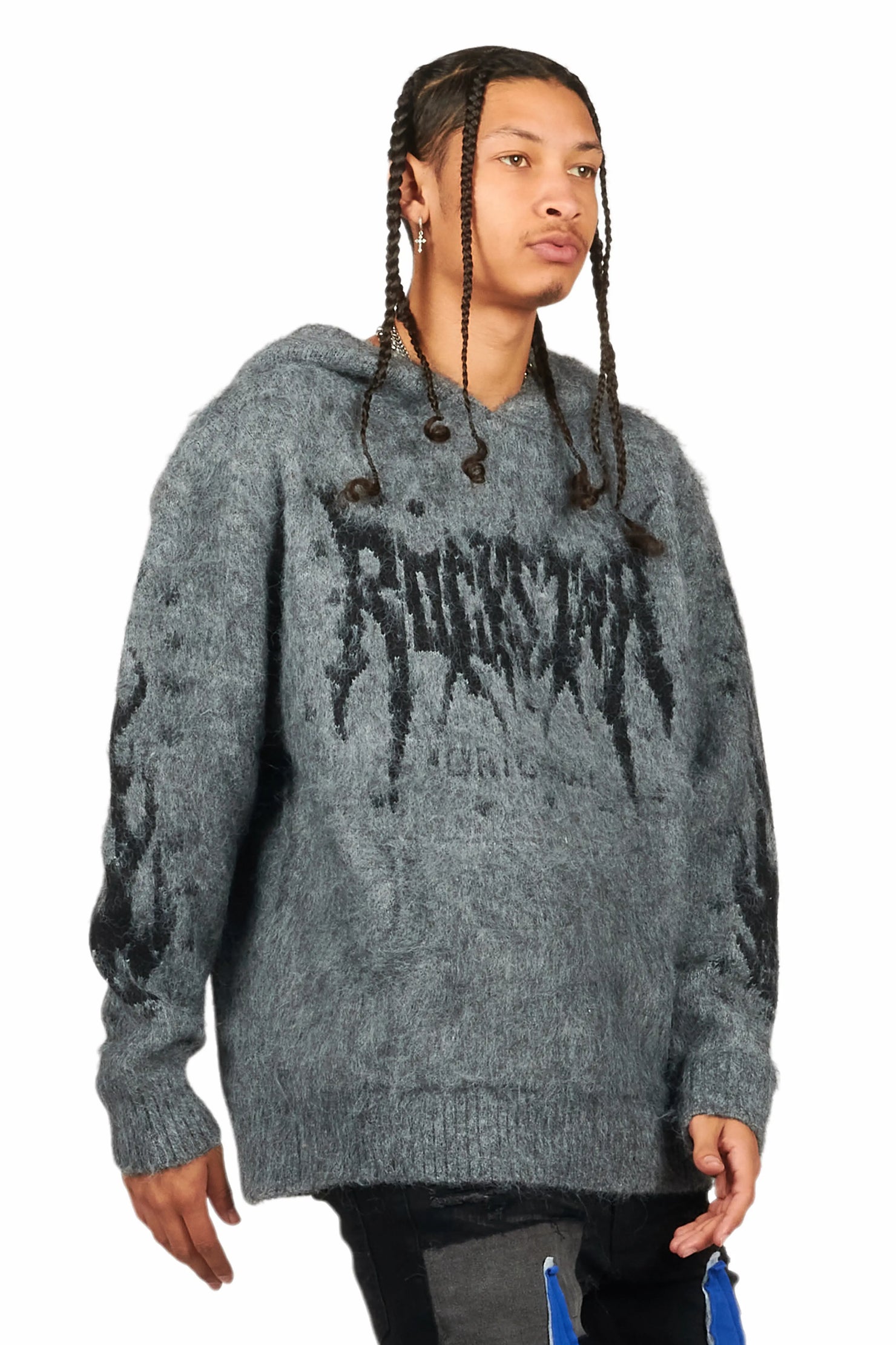 Raymond Grey Graphic Knitted Hoodie