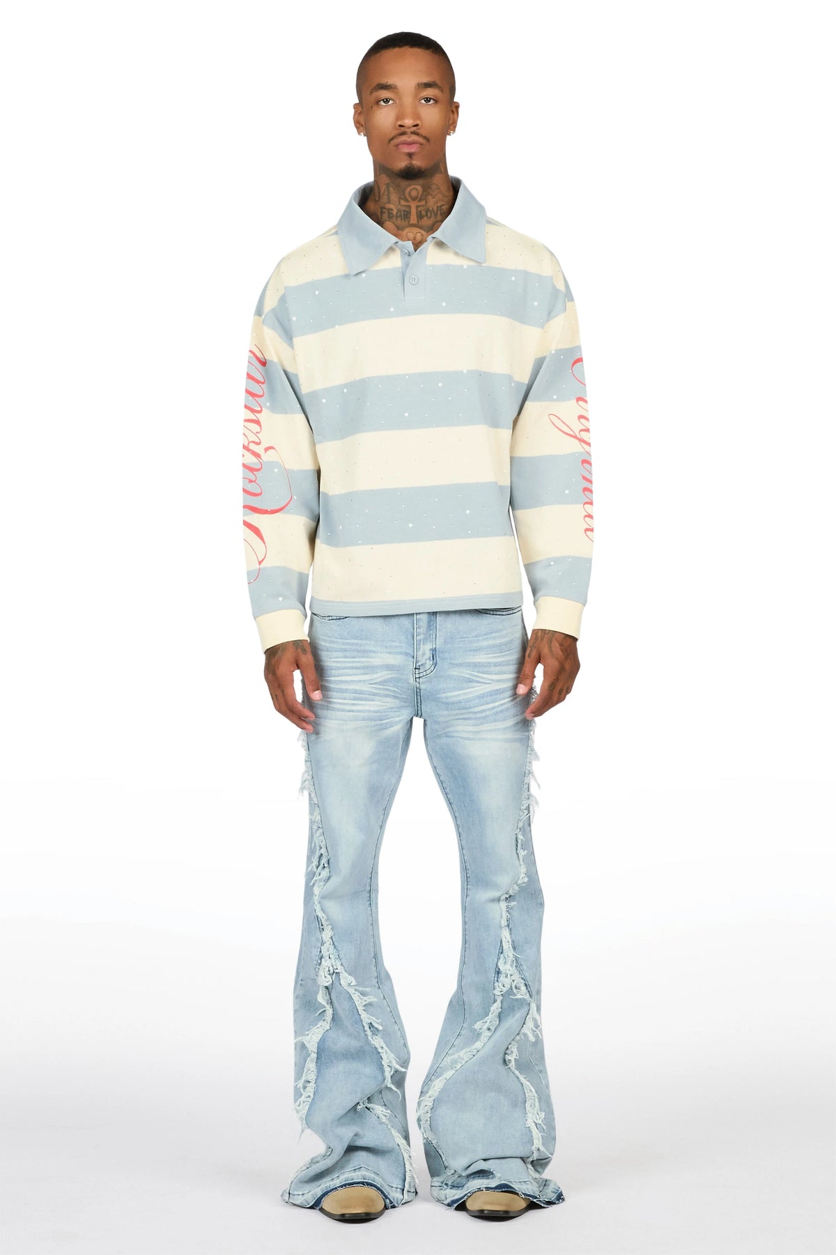 Vane Light Blue Stacked Super Flare Jean