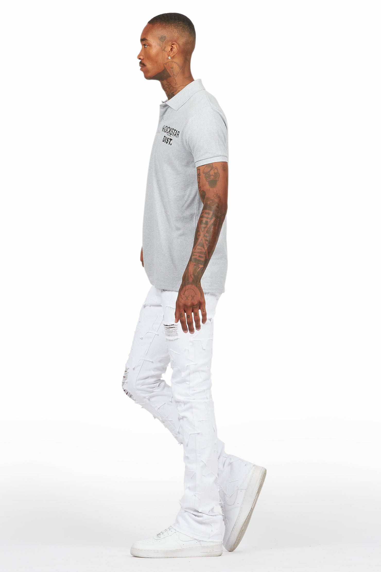 Flynn Heather Grey/Black Polo Shirt