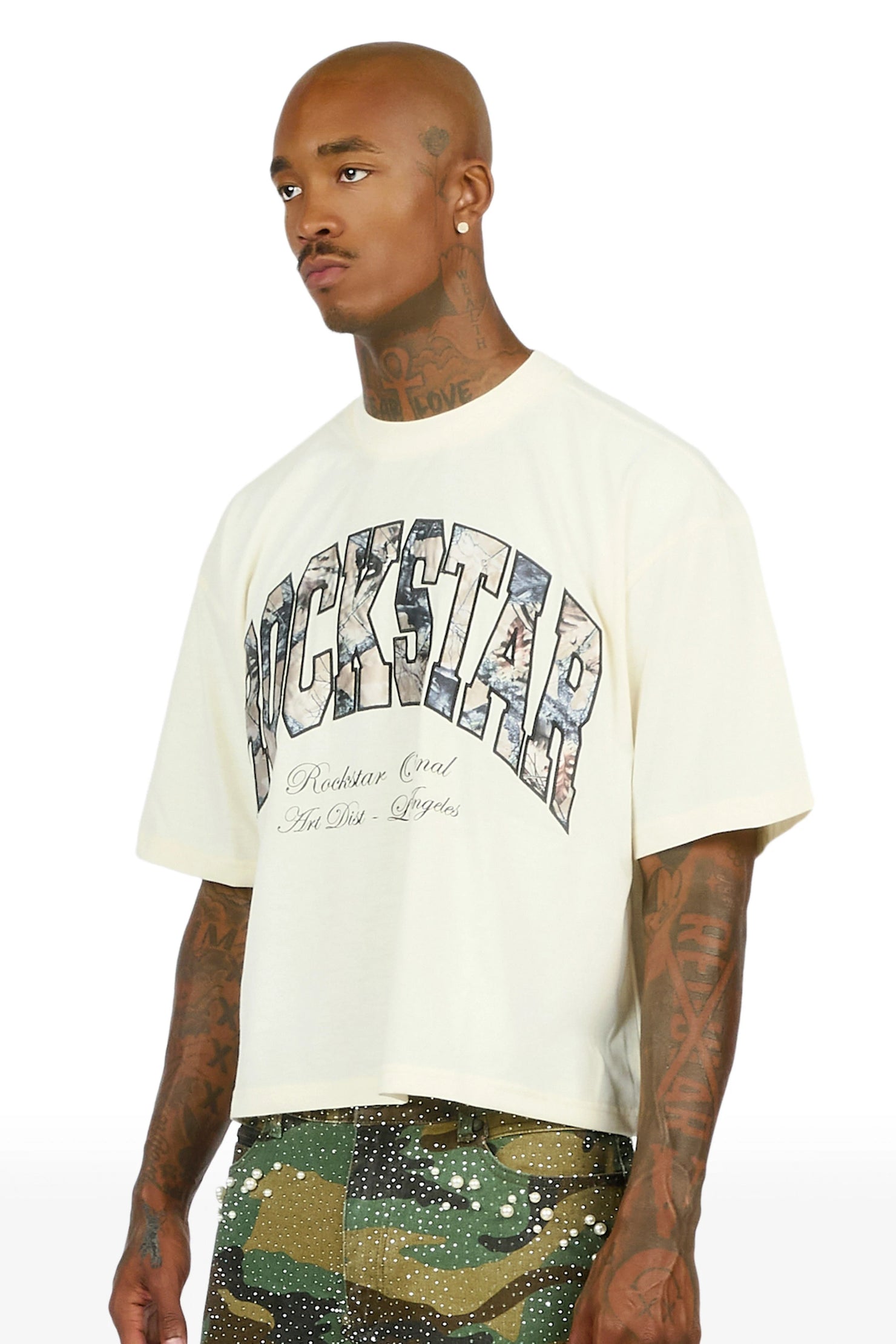 Alas Beige Boxy Crop Tee