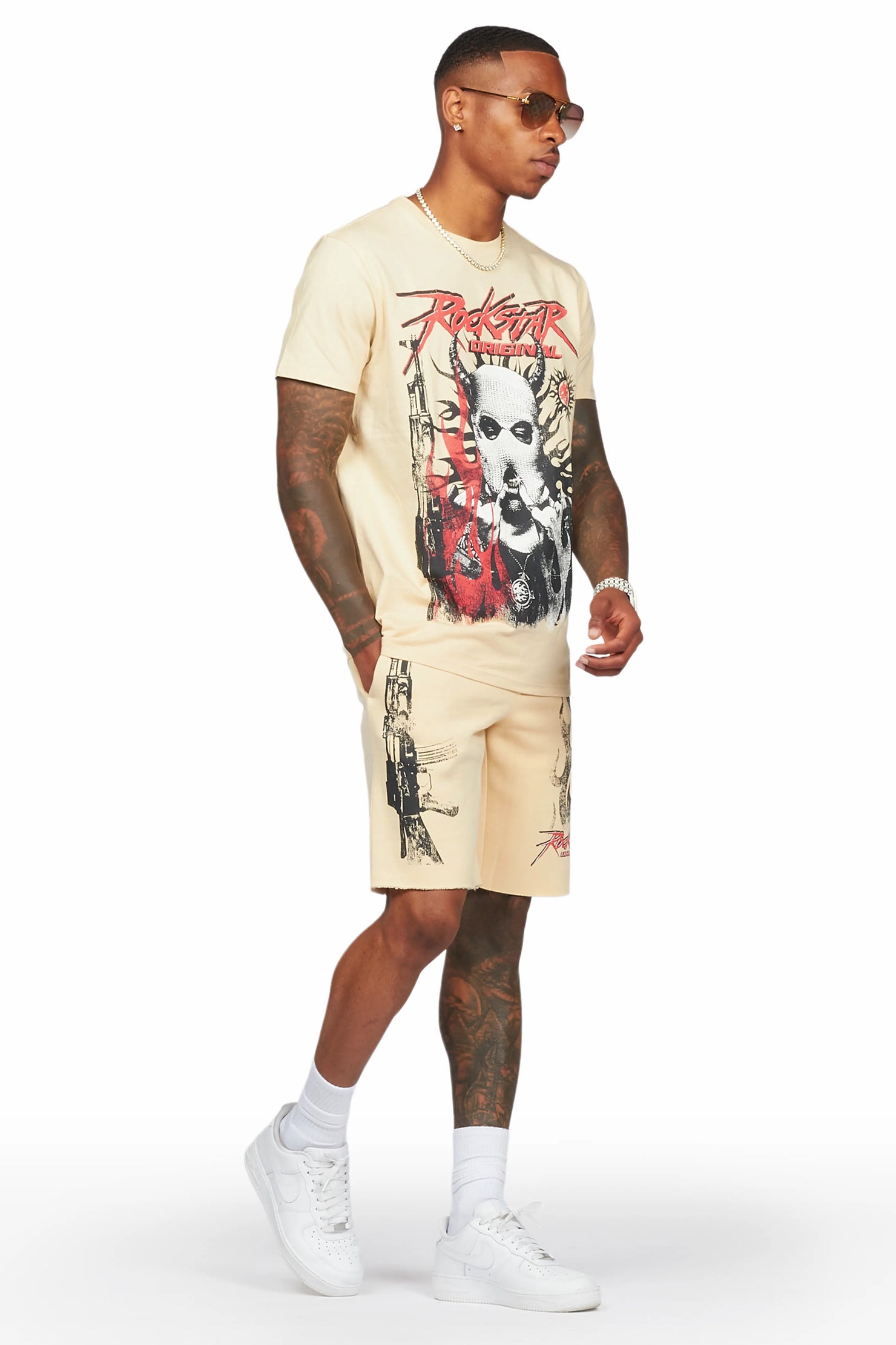 Turquil Beige T-Shirt/Short Set