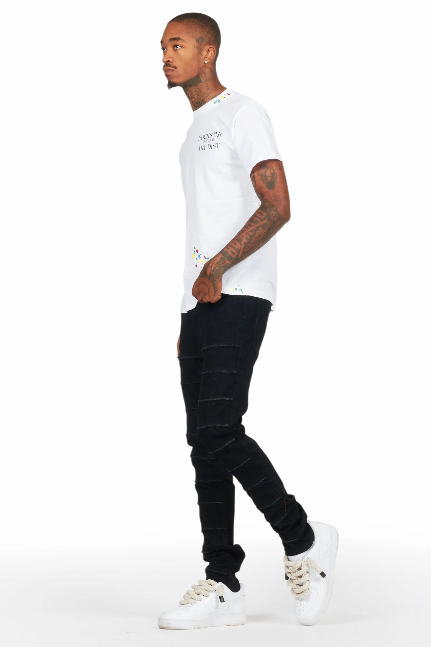 Waylon Jet Black  Frayed Slim Fit Jean