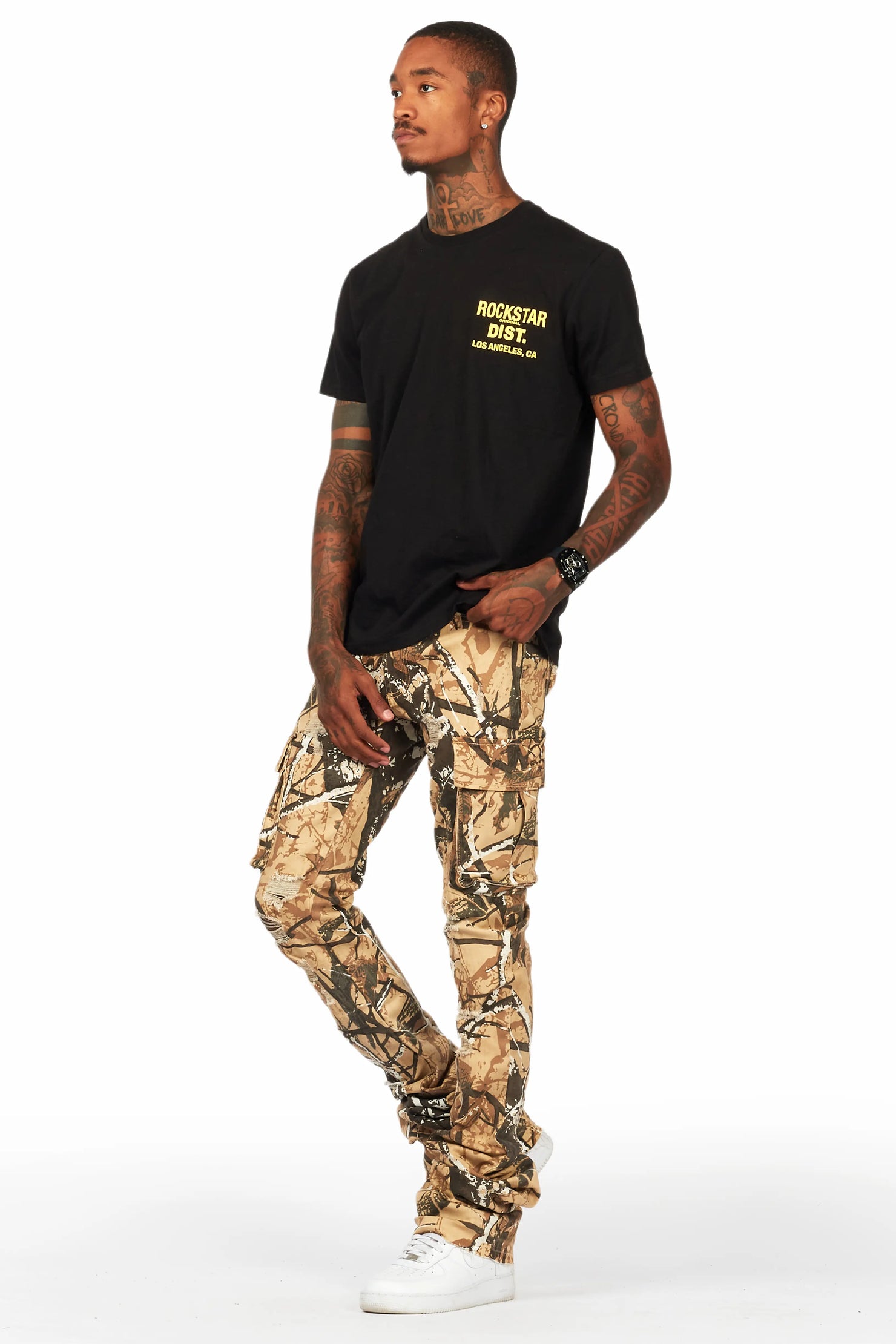 Renn Beige/TreeCamo Super Stacked Flare Jean