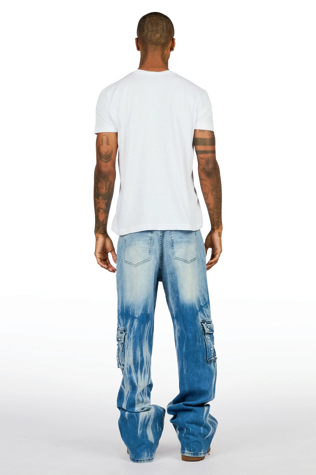 Arman Medium Blue Rhinestones Baggy Fit Jeans