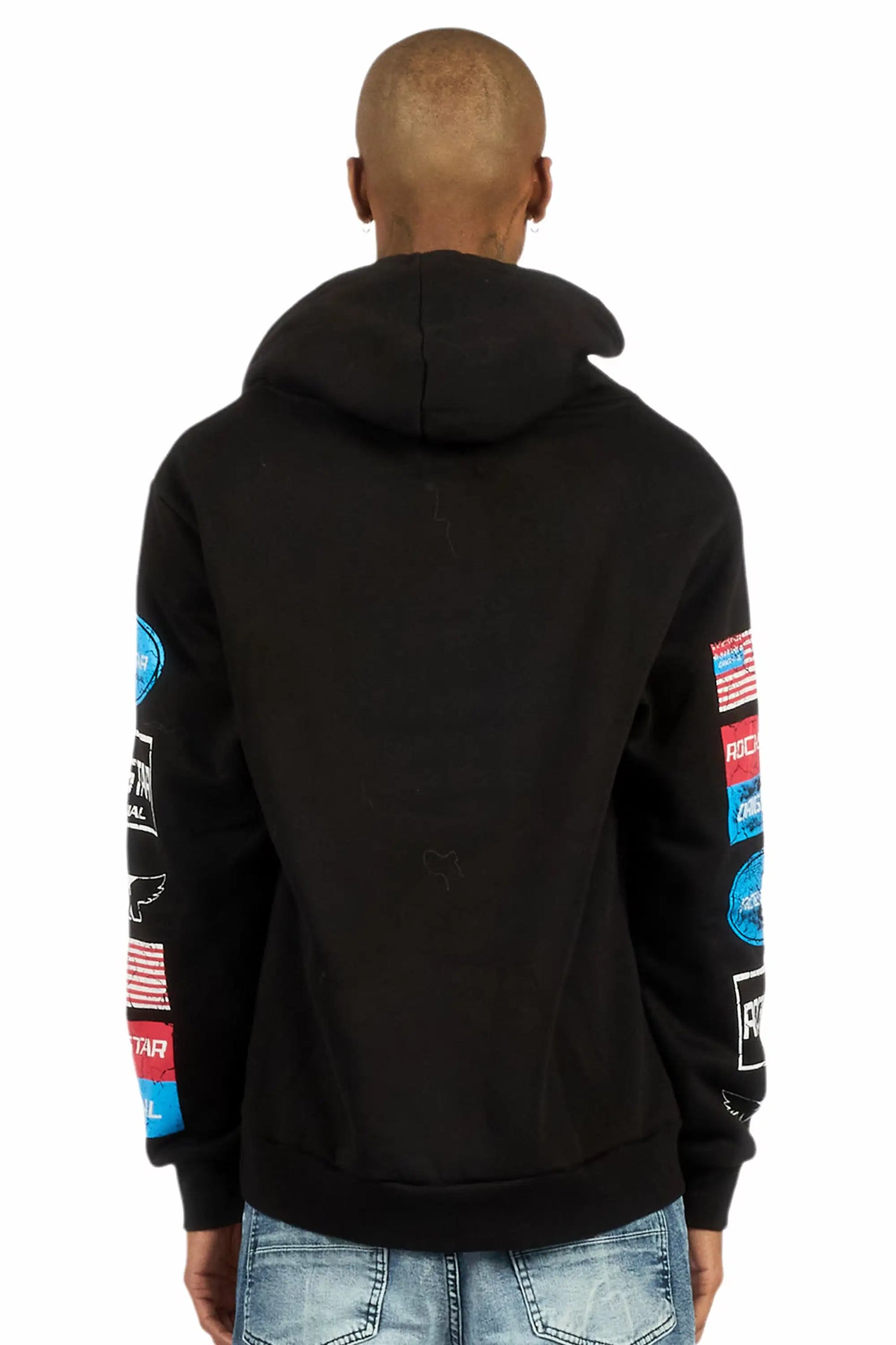 Rso Racing Club Black Distressed Graphic Relaxed Hoodie
