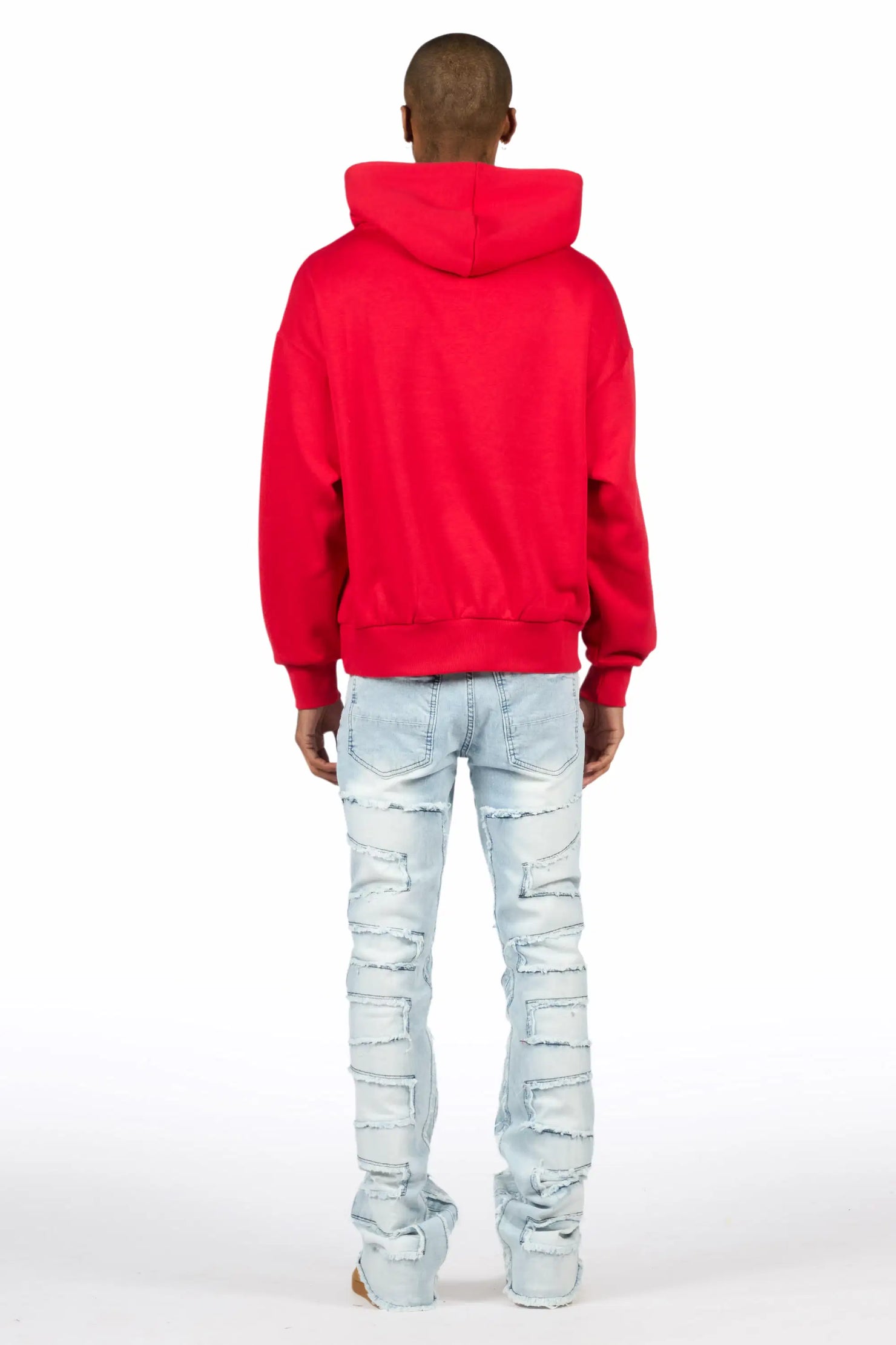 Saxon Red/Blue Hoodie/Stacked Flare Jean Set