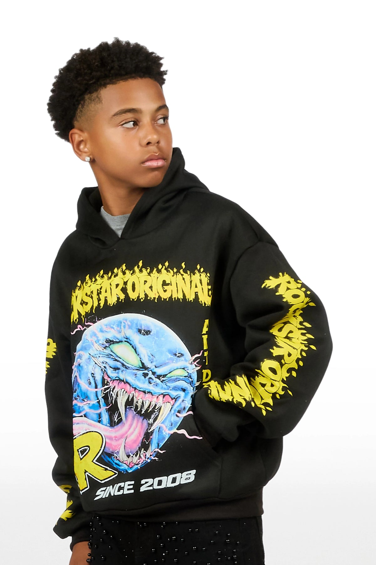 Boys Soren Black Graphic Hoodie