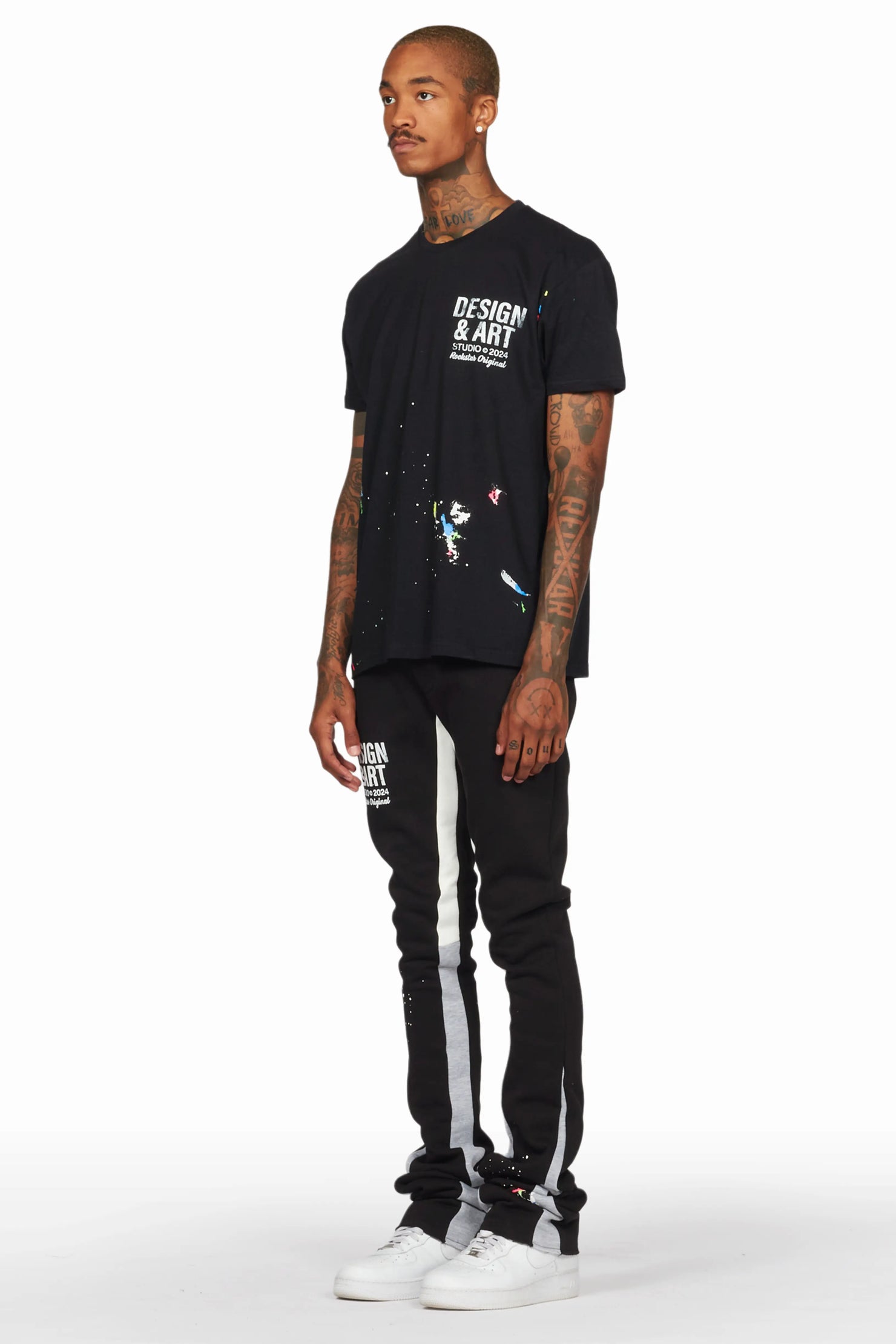 Mancha Black T-Shirt Super Stacked Flare Track Set
