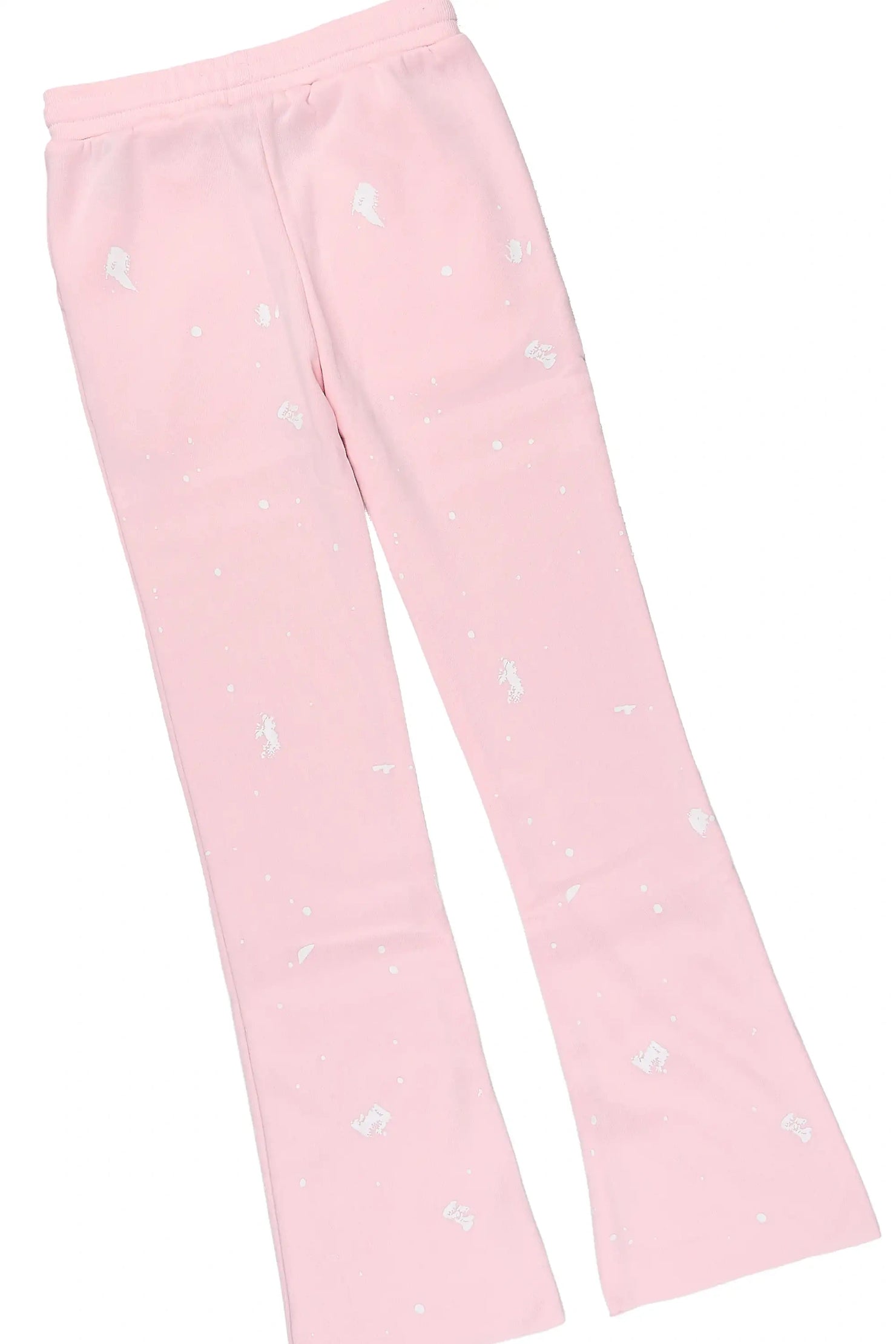 Girls Hadley Light Pink/White Hoodie Stacked Flare Track Set