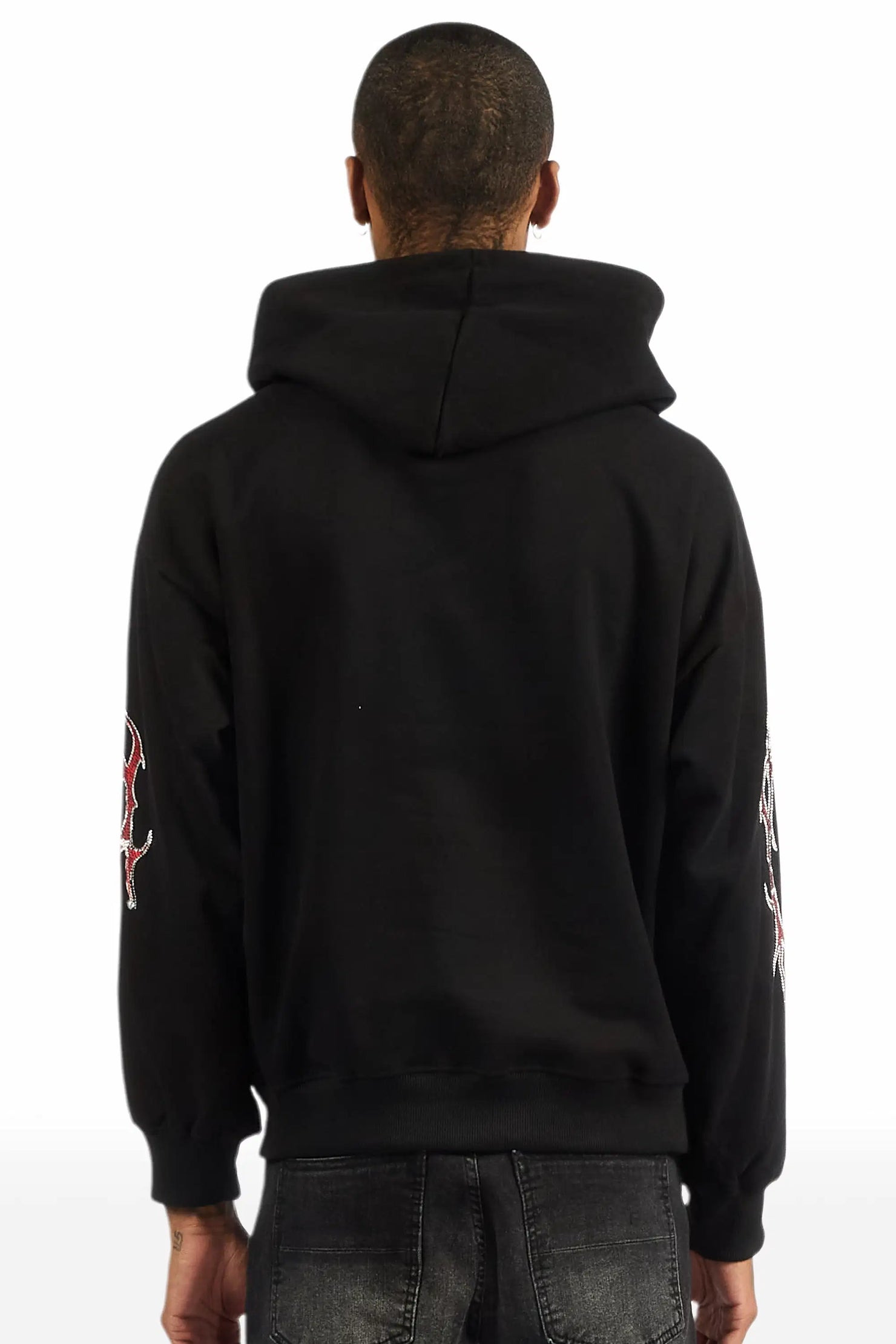 Krowne Black Rhinestone Oversized Hoodie