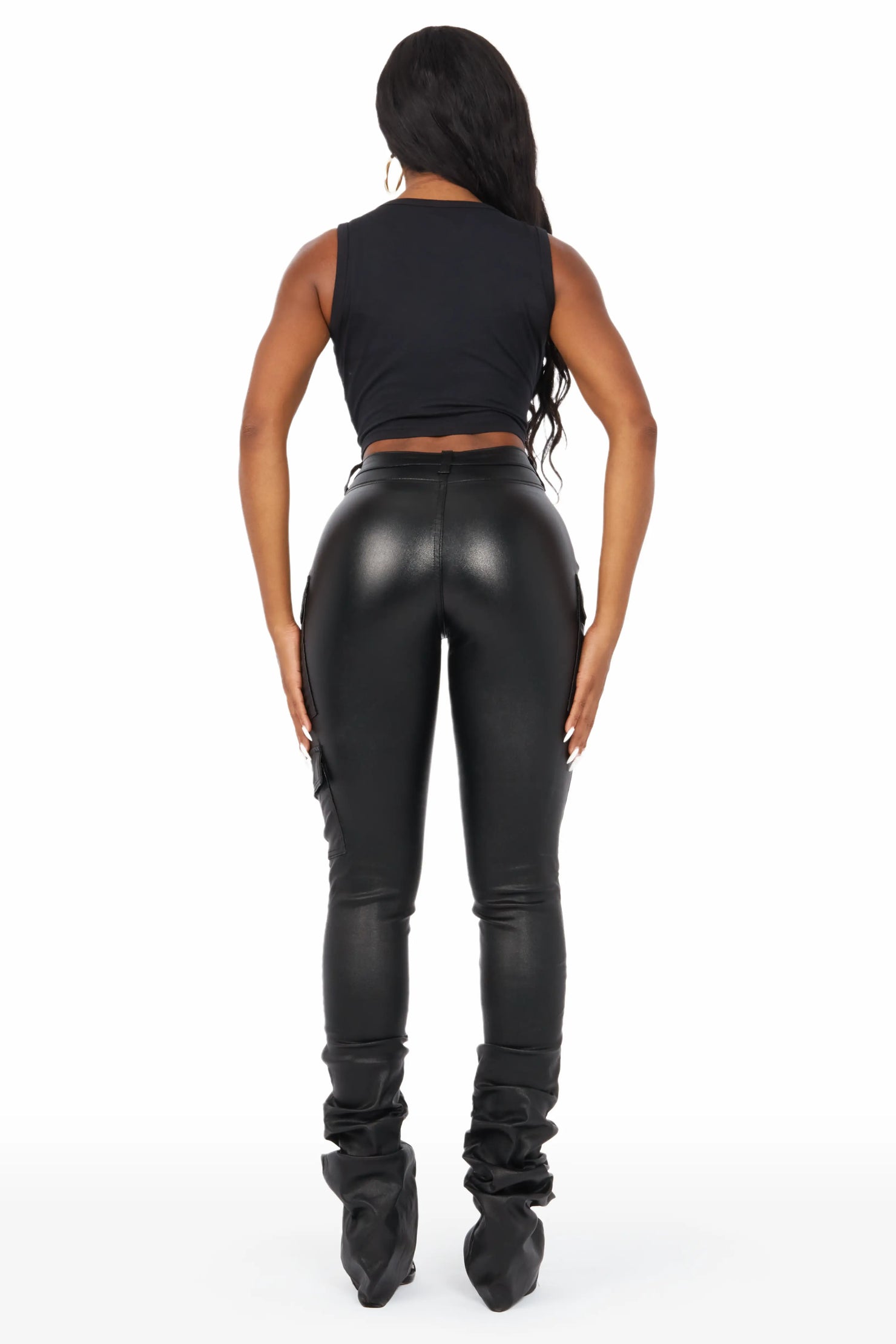 Vixen Metallic Black Cargo Super Stacked Pant