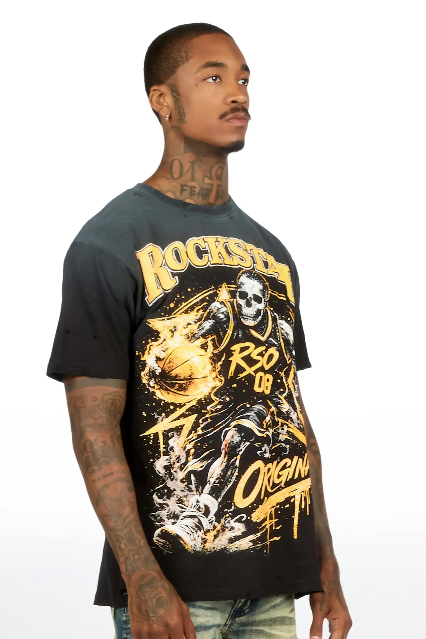 Mingo Black Oversized Graphic T-Shirt