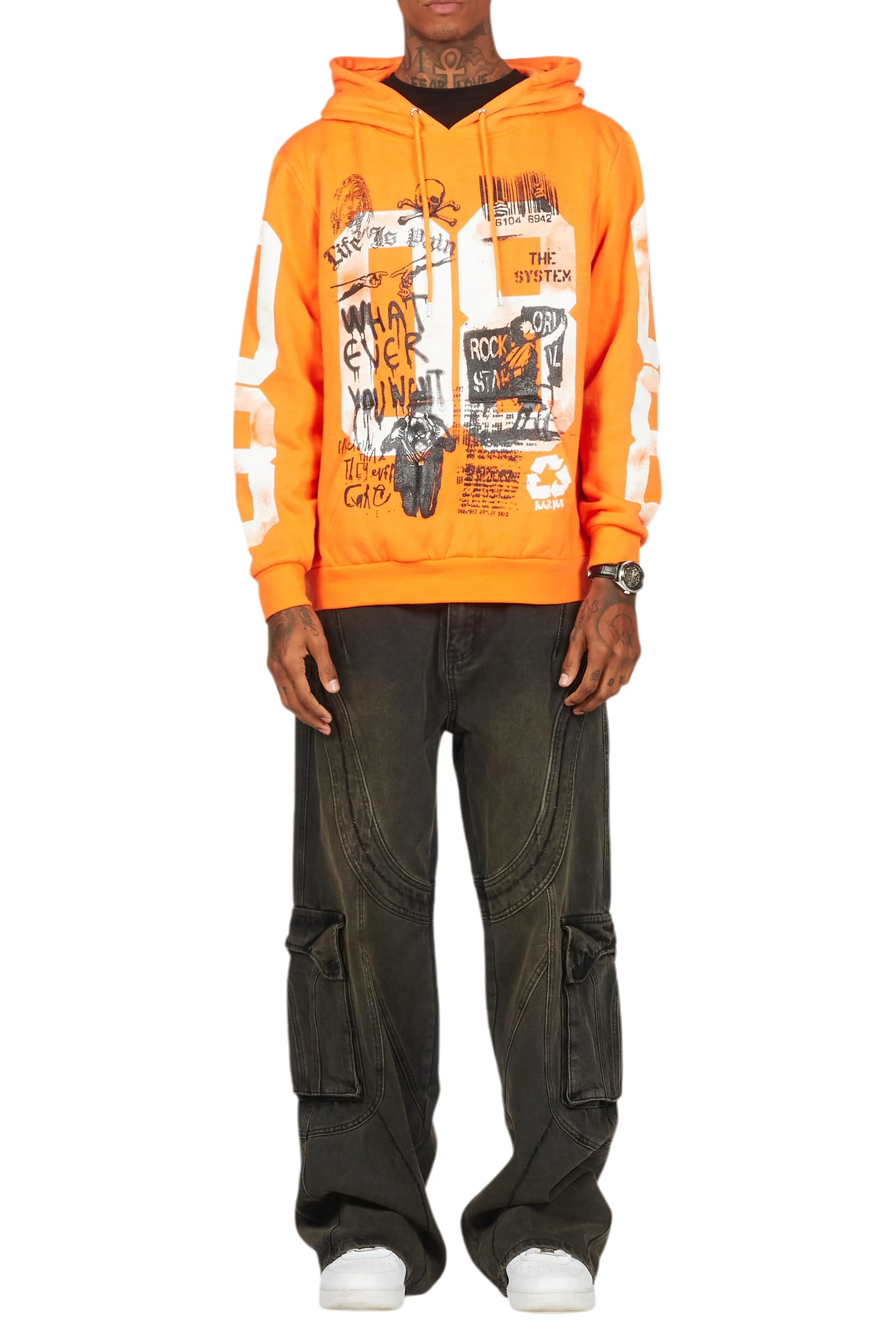 Grill Orange/White Graphic Hoodie