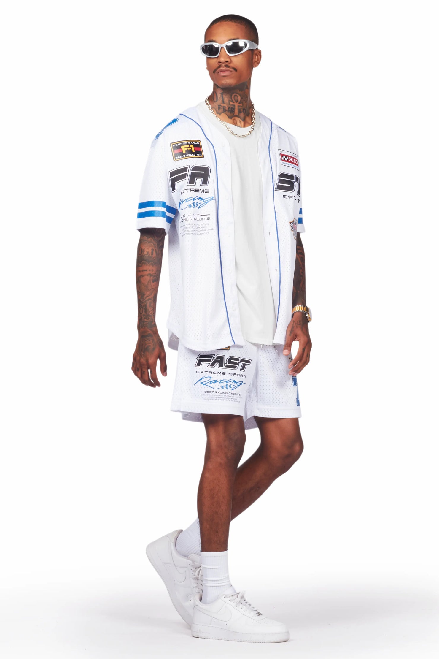 Takato White Mesh Jersey Short Set