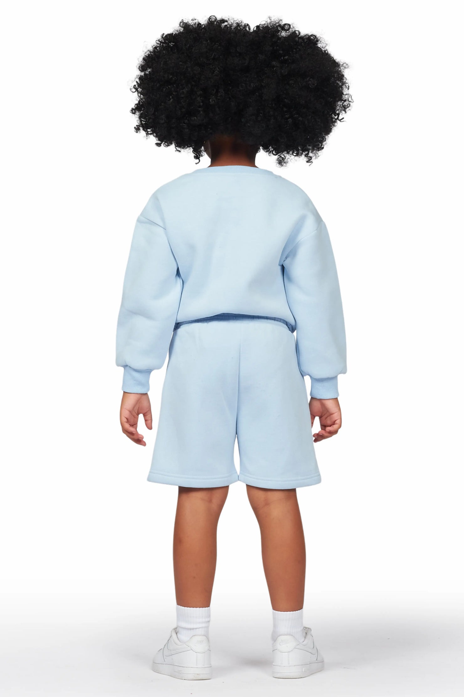 Girls Beena Light Blue Crop Top Short Set