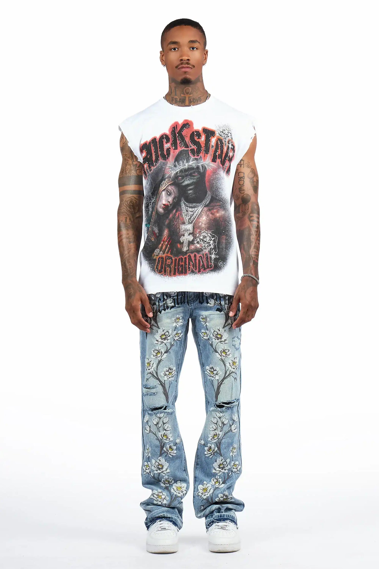 Folor Light Blue Stacked Flare Jean