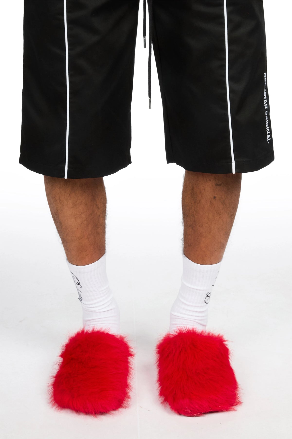 Mens Lanuga Red Fur Mule