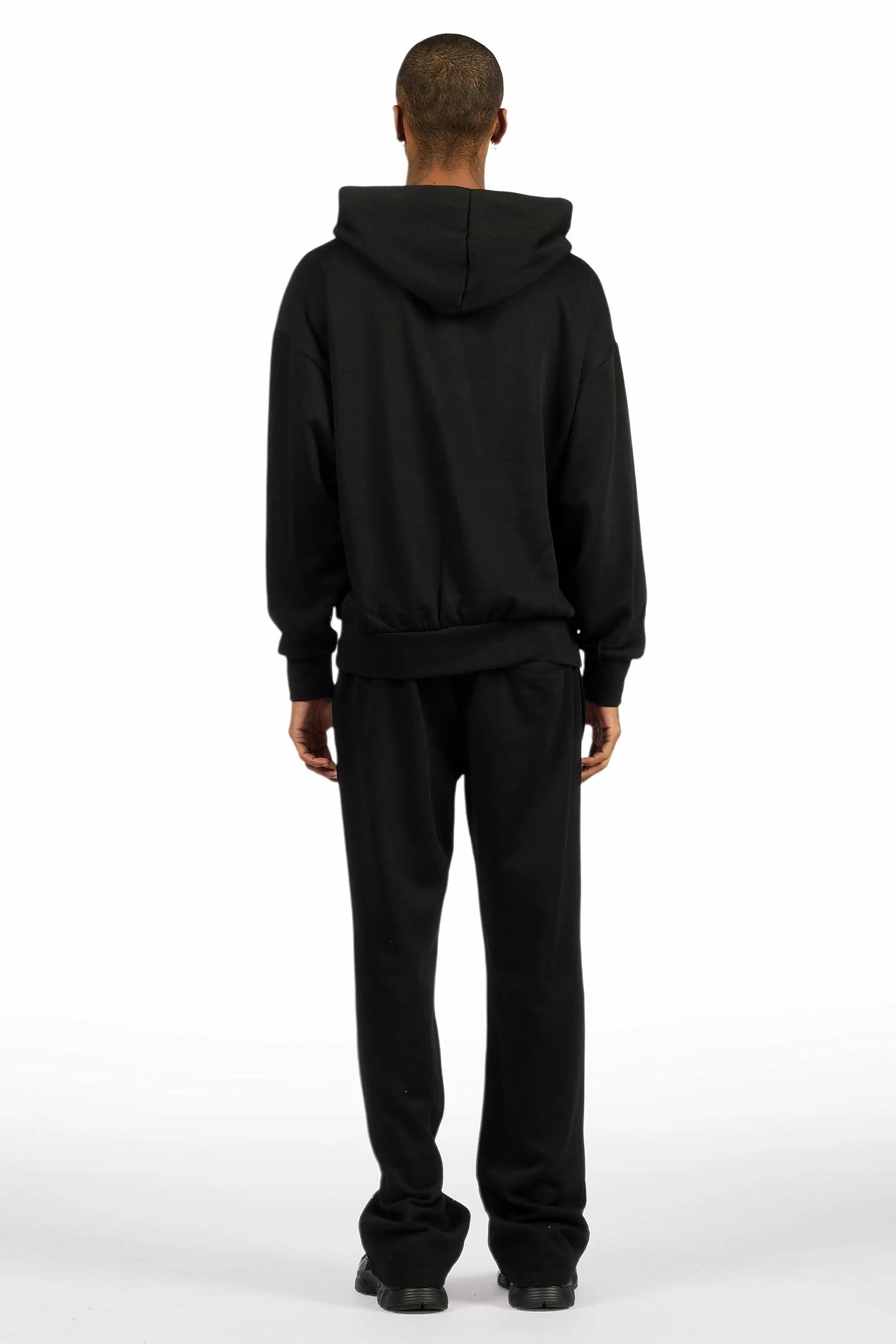 Seren Black/White Rhinestone Hoodie Relaxed Track Set