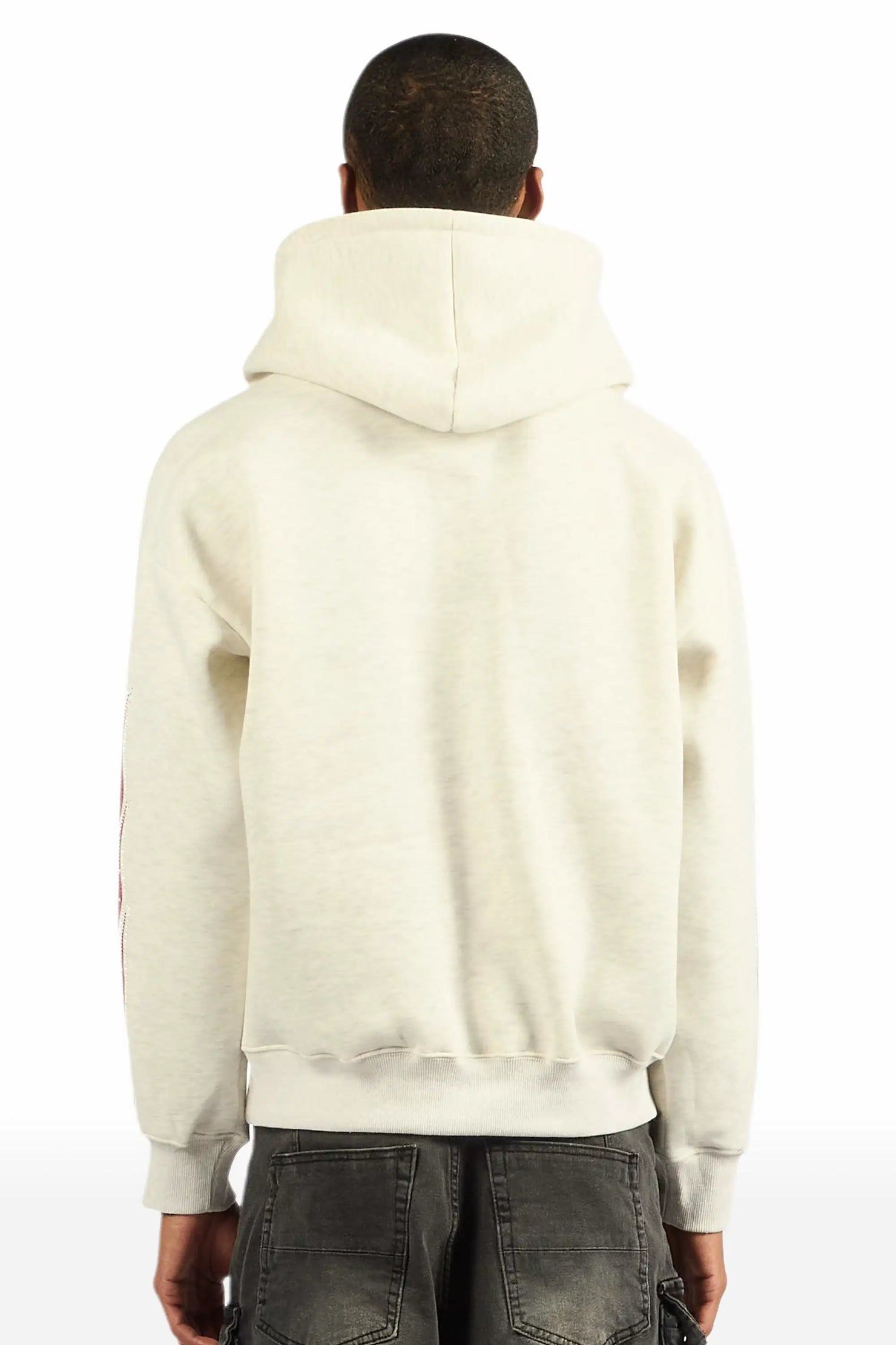 Glans Heather Grey Rhinestone Oversized Hoodie
