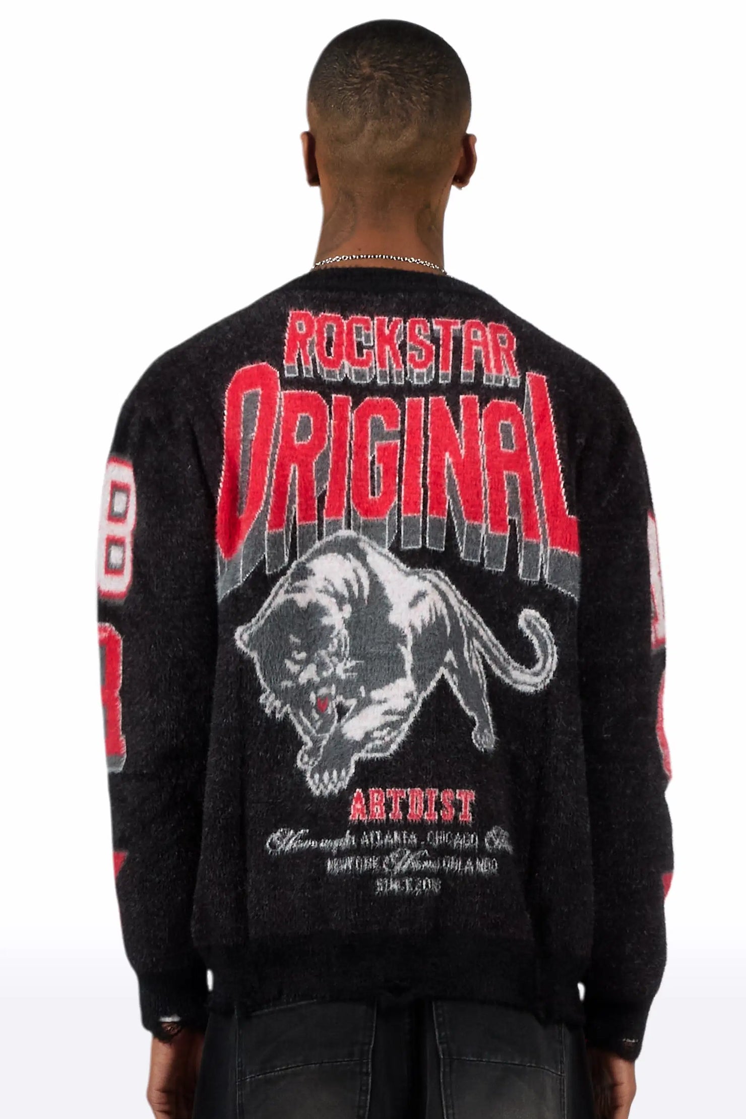 Delling Black/White/Red Knit Sweater