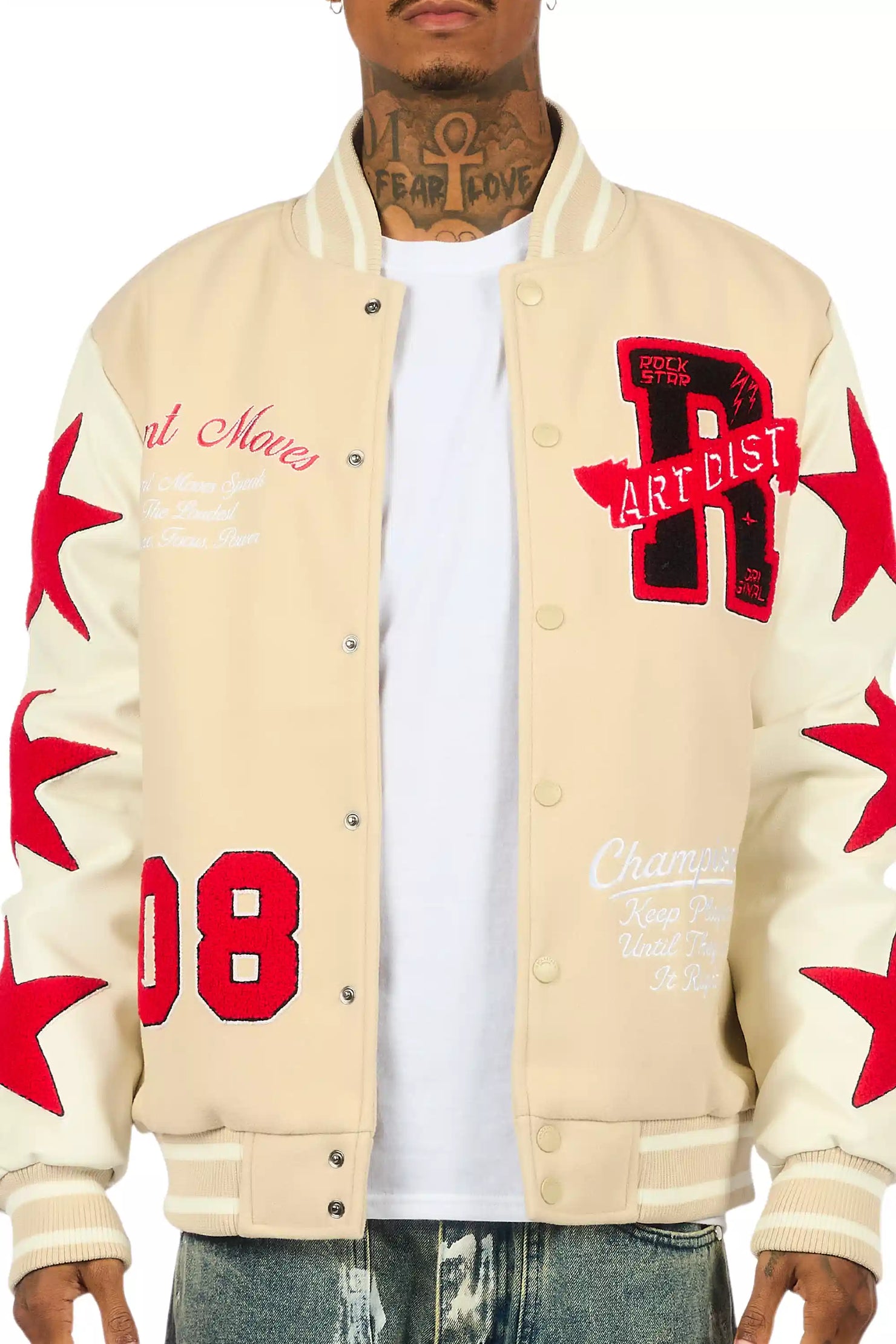 Zadok Beige Varsity Jacket