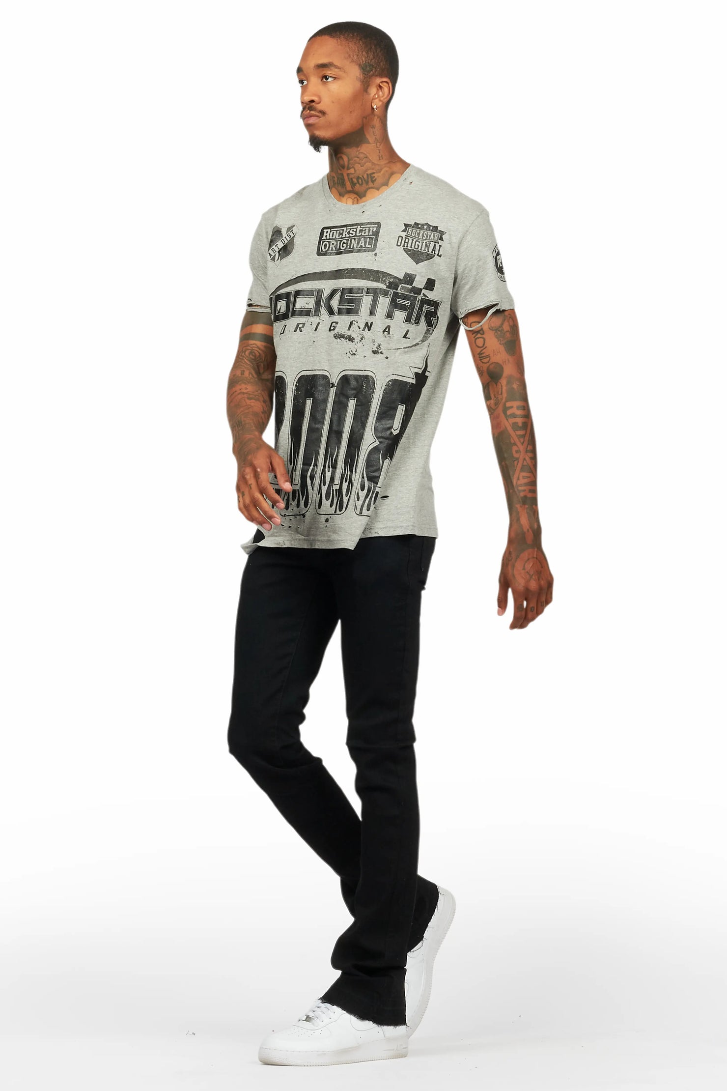 Amos Heather Grey Graphic T-Shirt