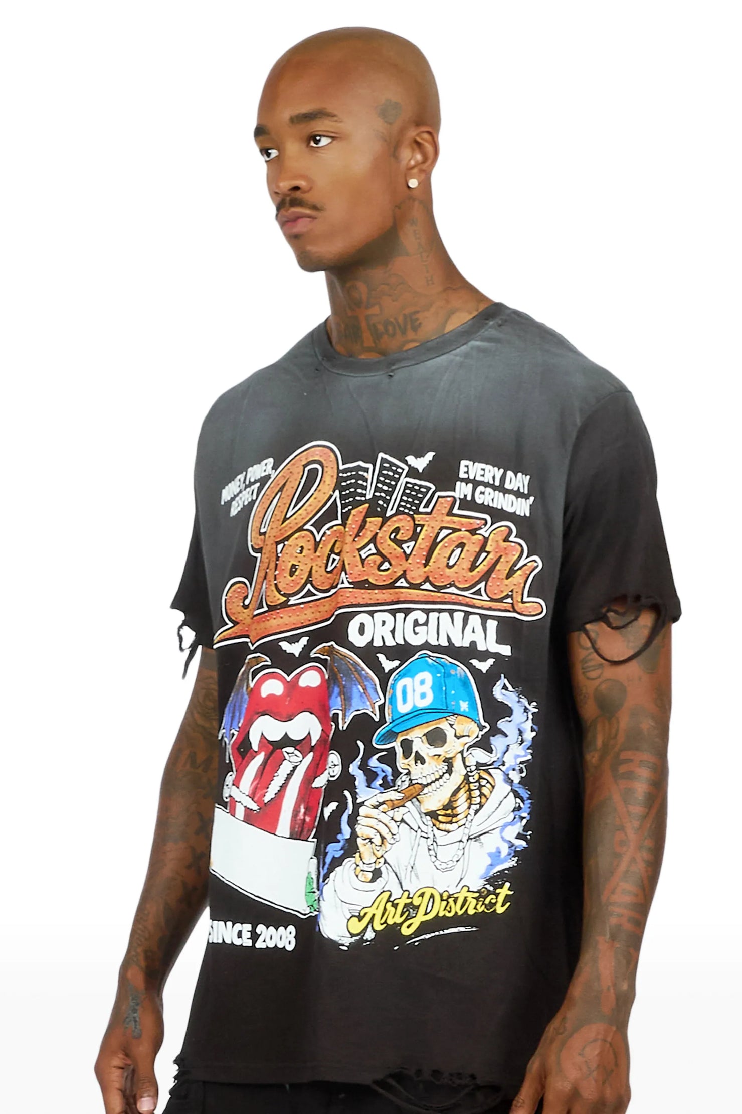 Batts Black Oversized Graphic T-Shirt