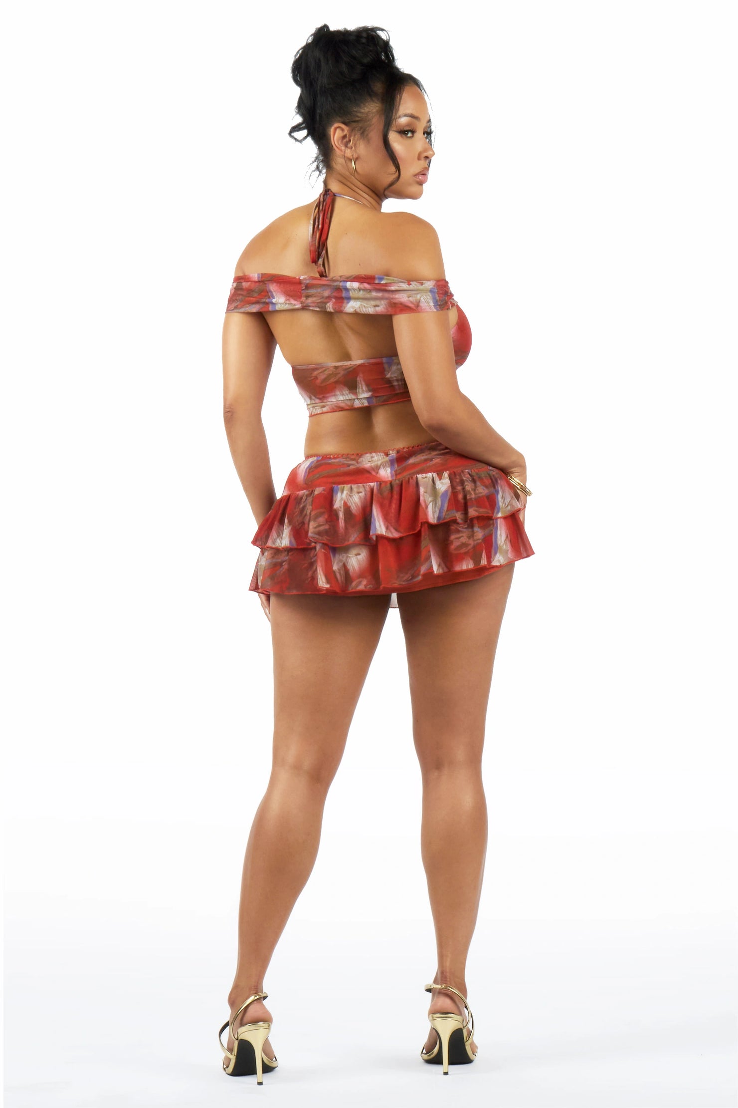 Two to Tango Rust  Mini Ruffle Skirt Set