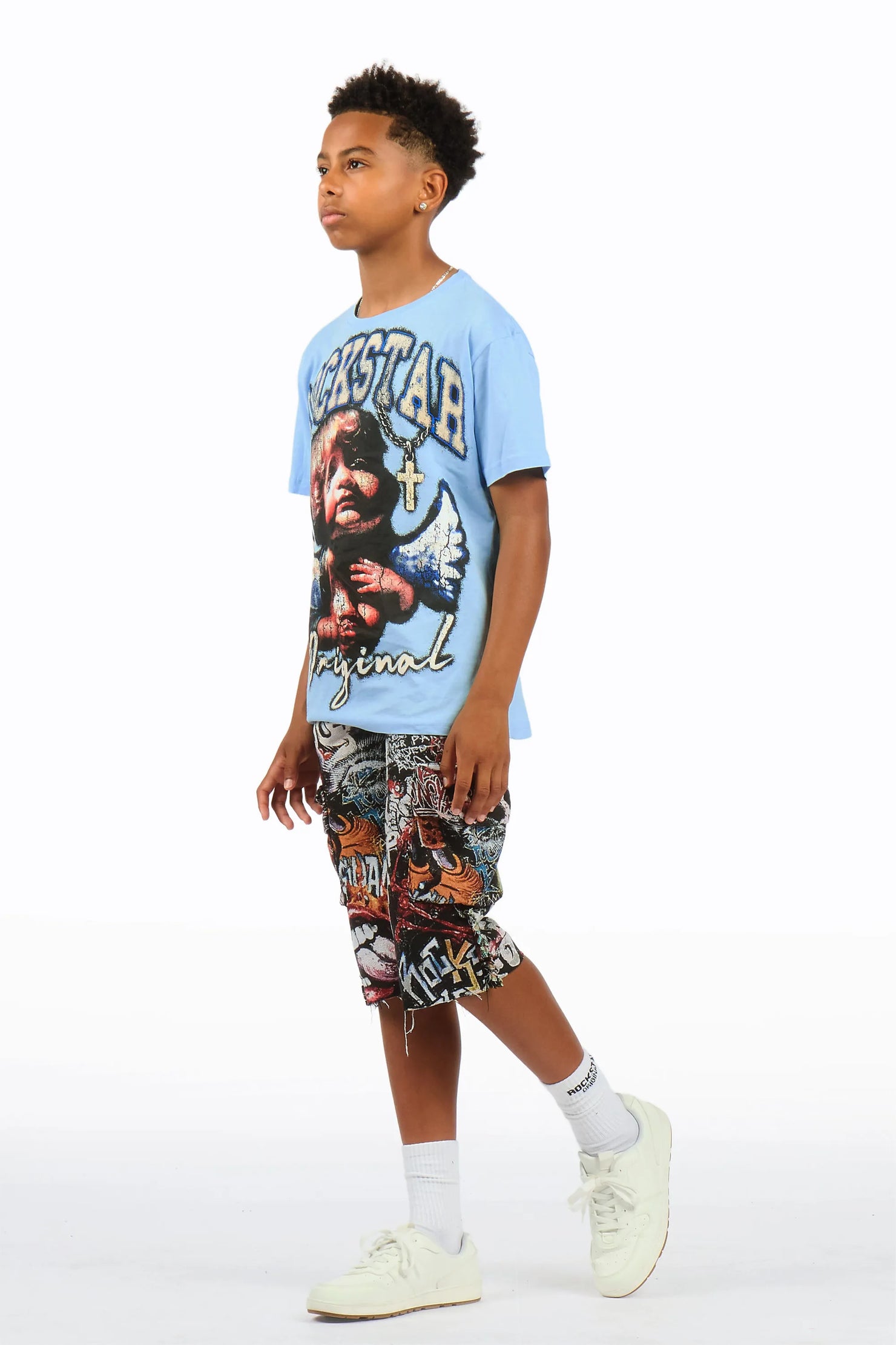 Boys Dejair Blue/Multi T-Shirt Short Set