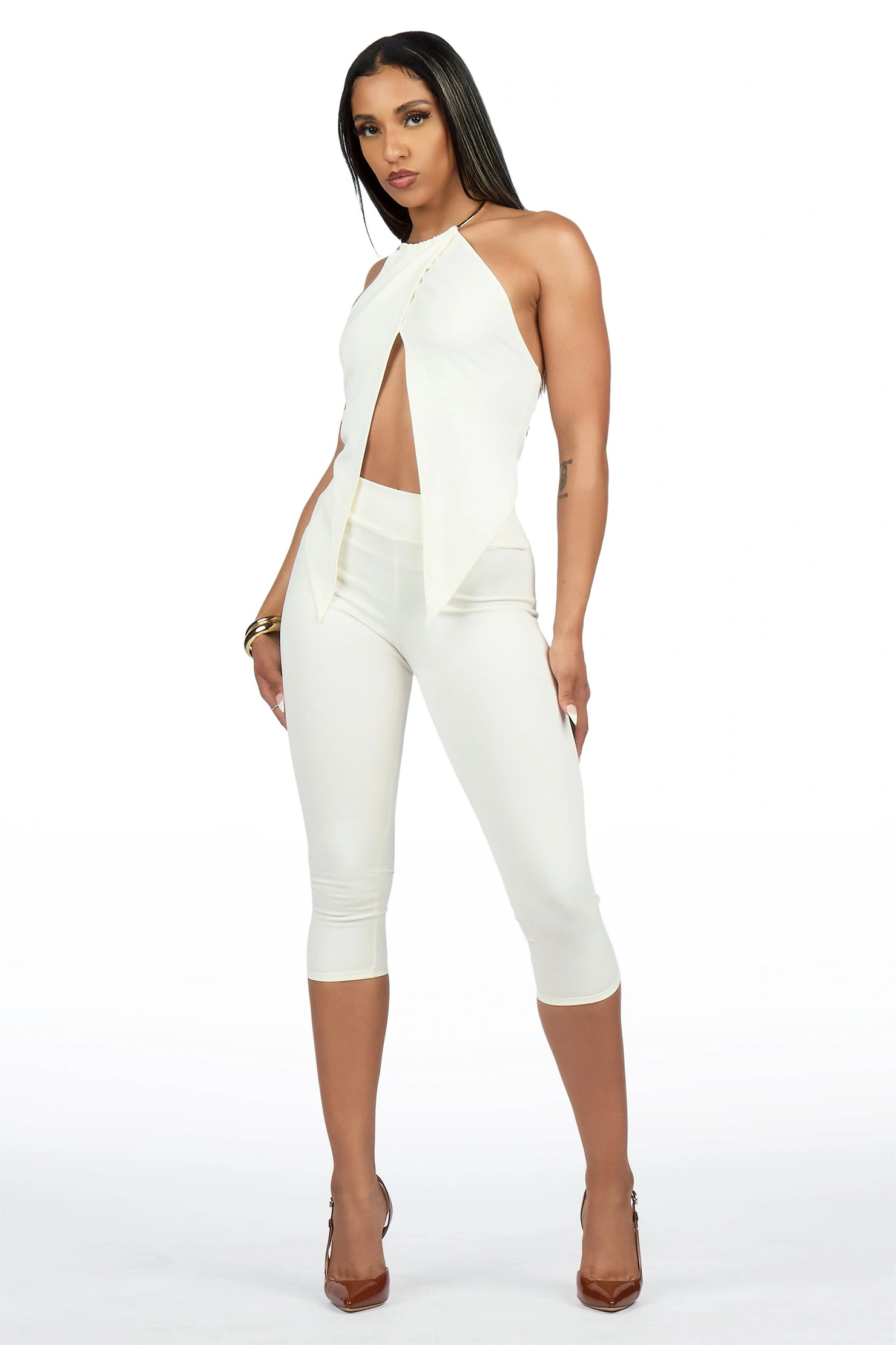 Fly-aay Ivory 2 pc Capri Set