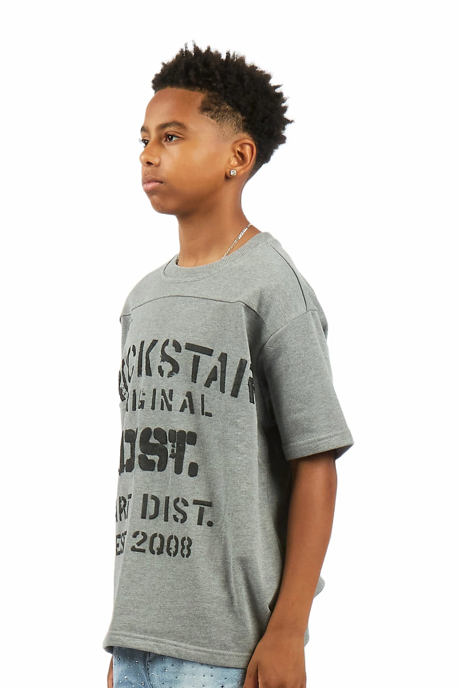 Boys Quin Heather Grey French Terry T-Shirt