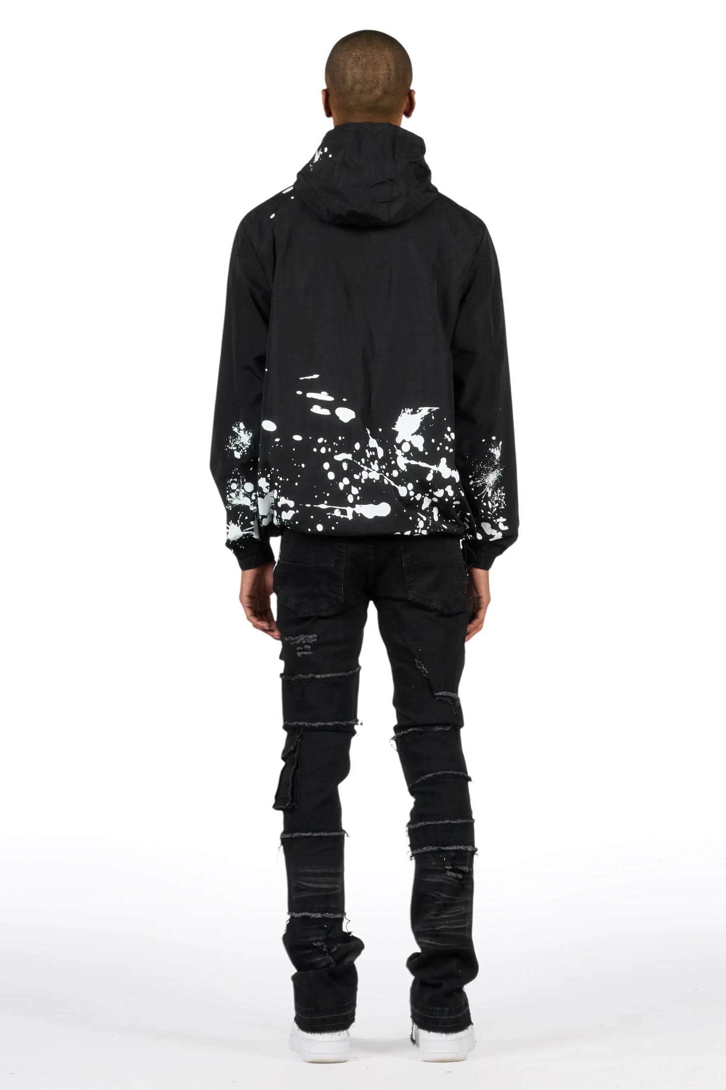 Raffer Black/Black Windbreaker/Stacked Cargo Flare Jean