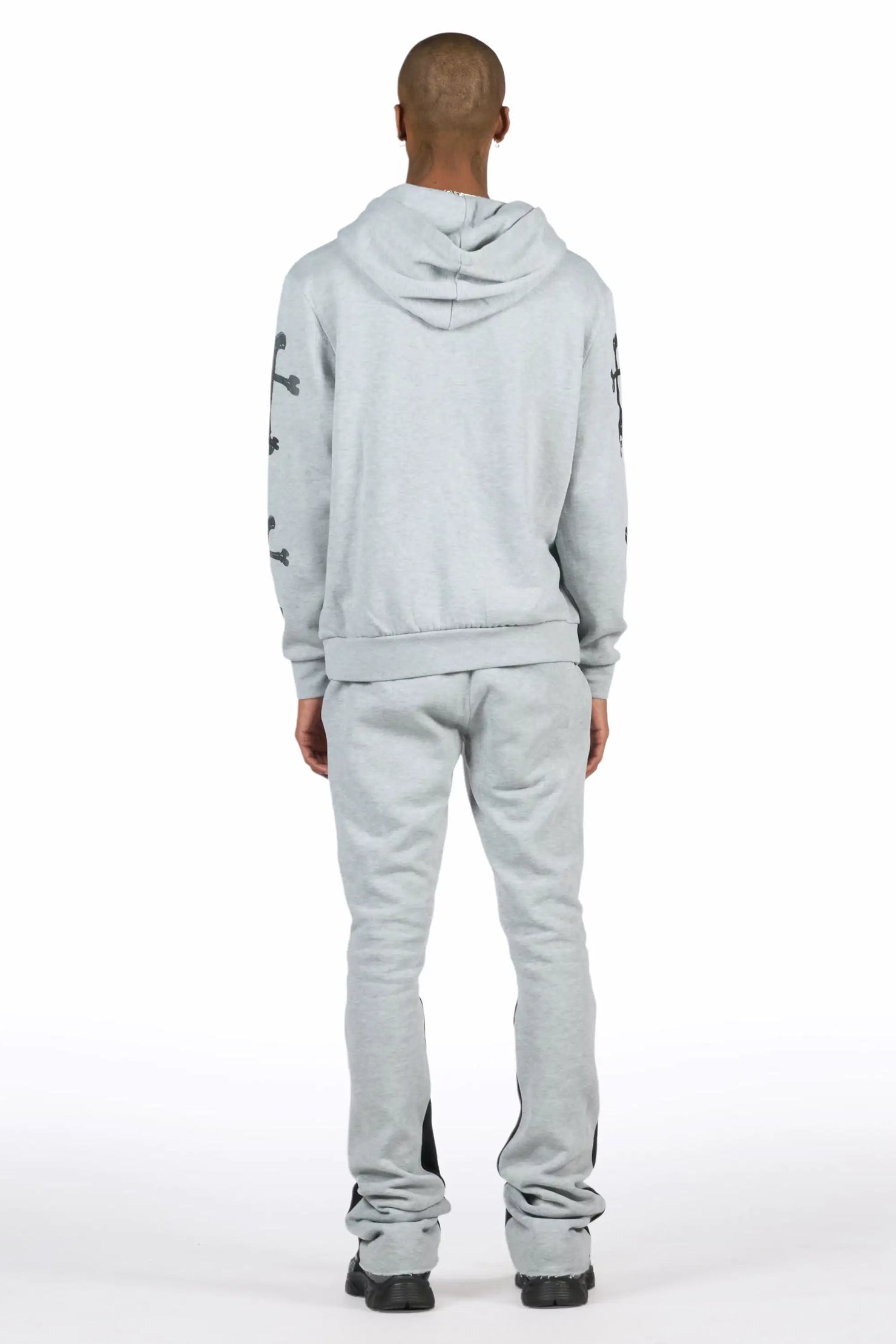 Olivier Heather Grey/Black Hoodie/Stacked Flare Track Set