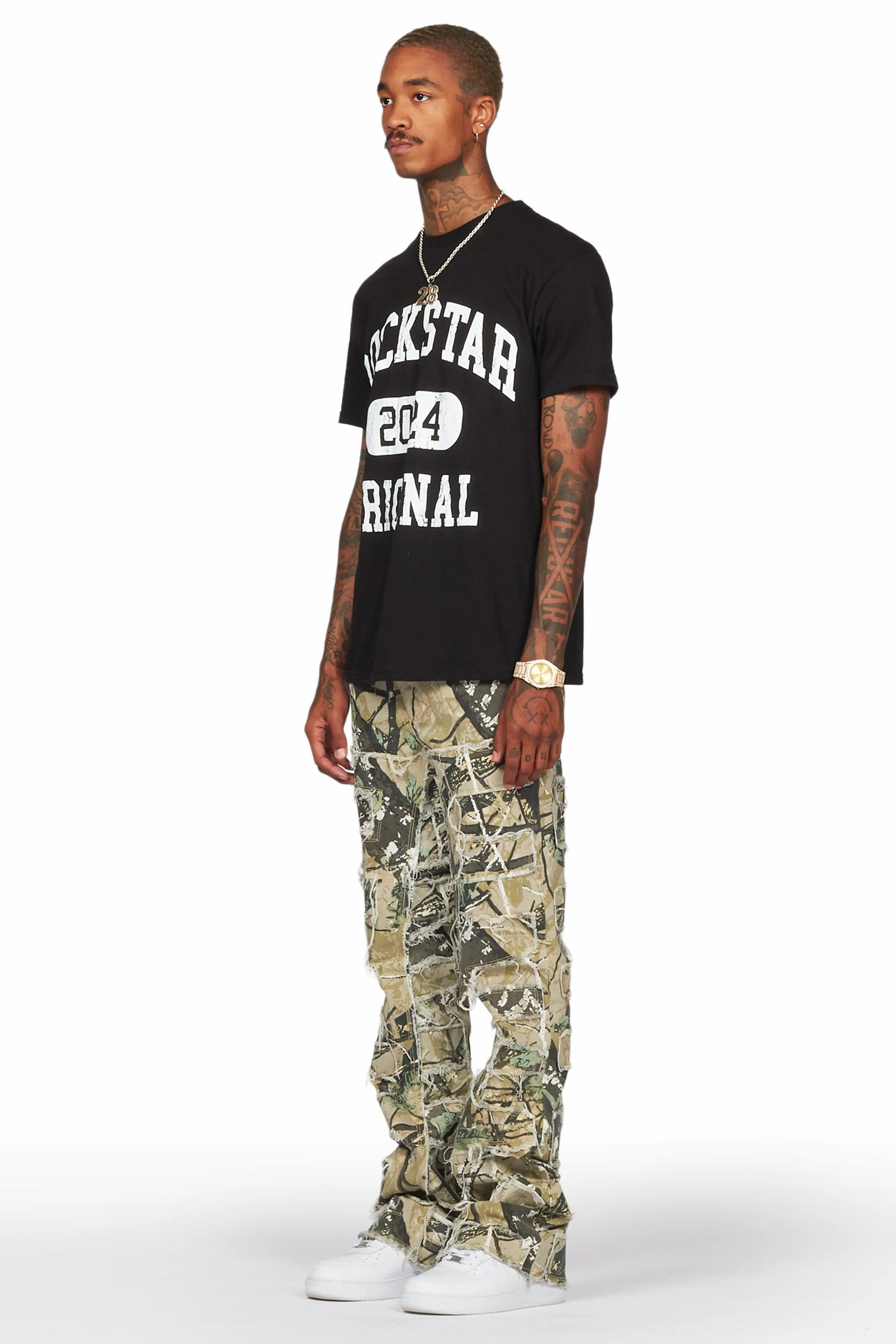 Saide Tree Camo Baggy Cargo Stacked Jean