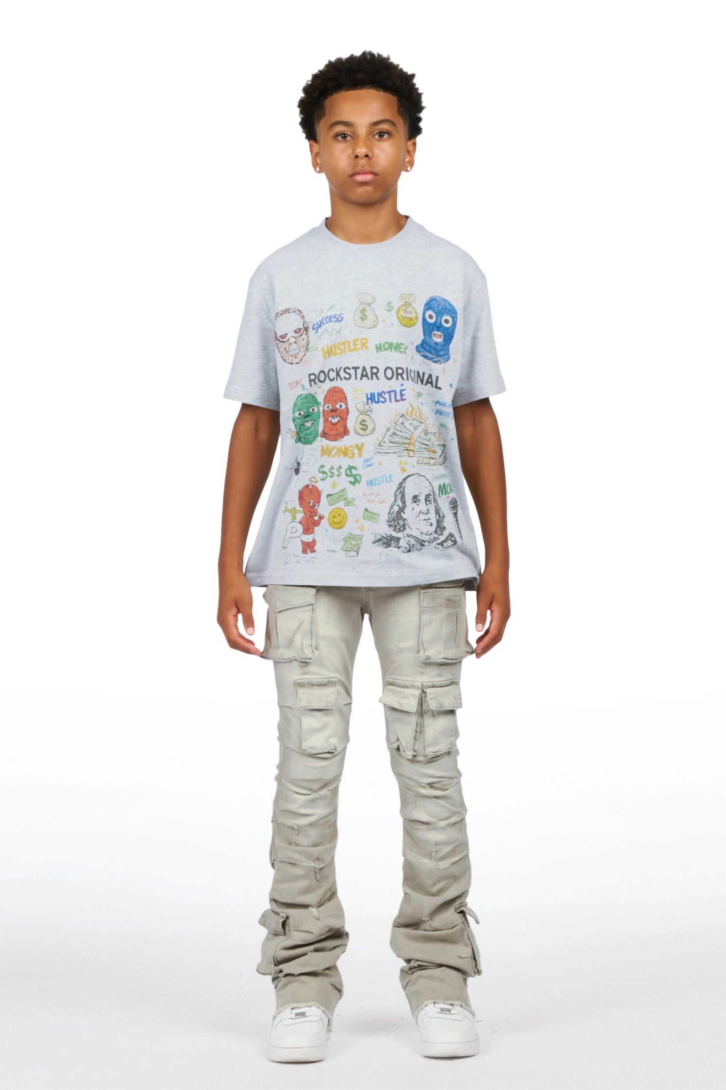 Boys Gentry Grey Stacked Flare Jean