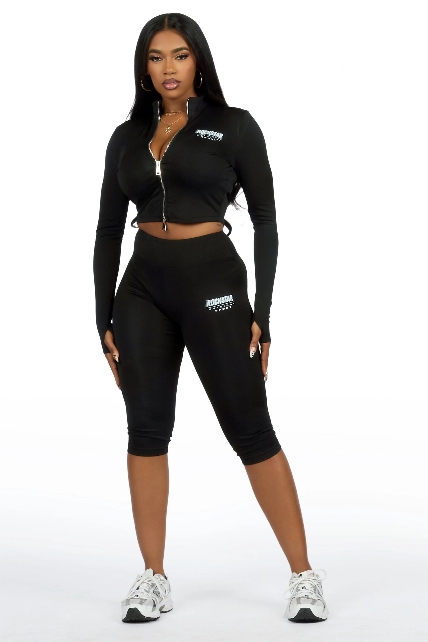 Annalisha Black Capri Active Set