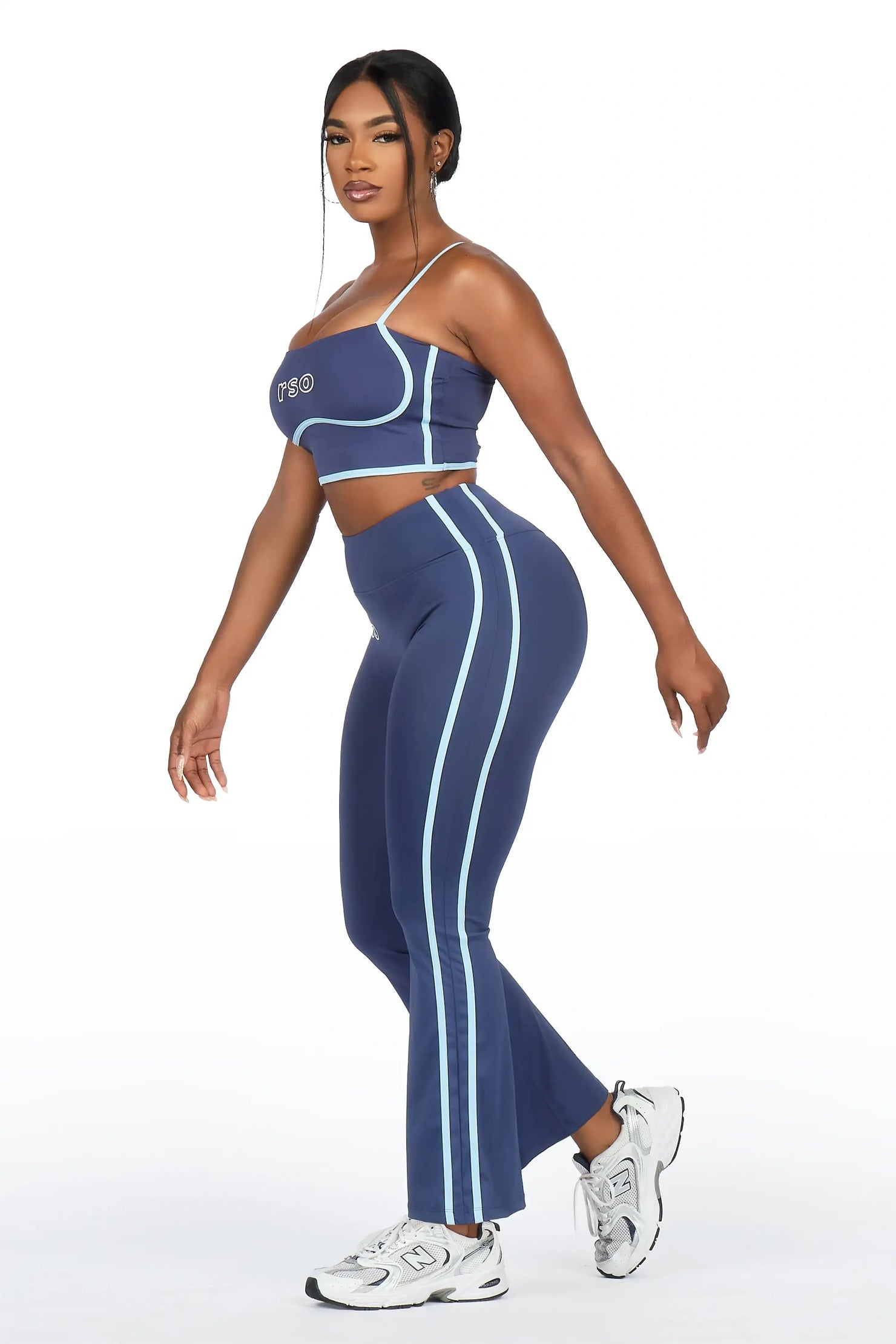 Karmen Navy Tank Active Flare Pant Set