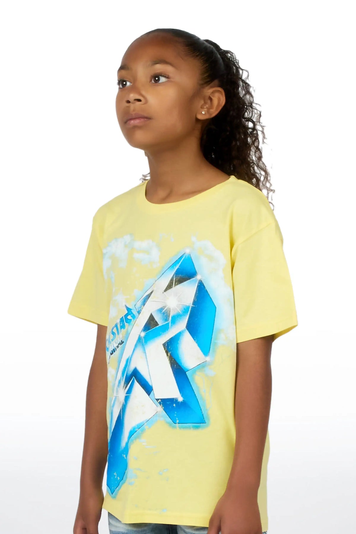 Girls Vayla Yellow/Royal Graphic T-Shirt