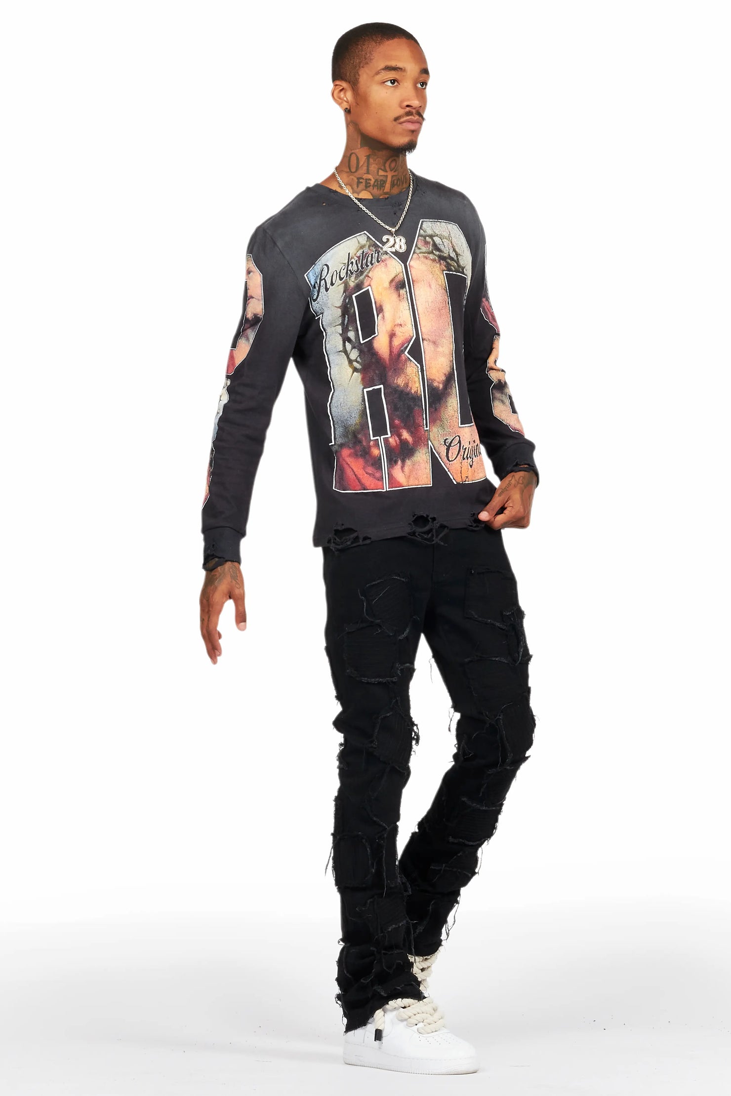 Lainer Black Long Sleeve Graphic T-Shirt