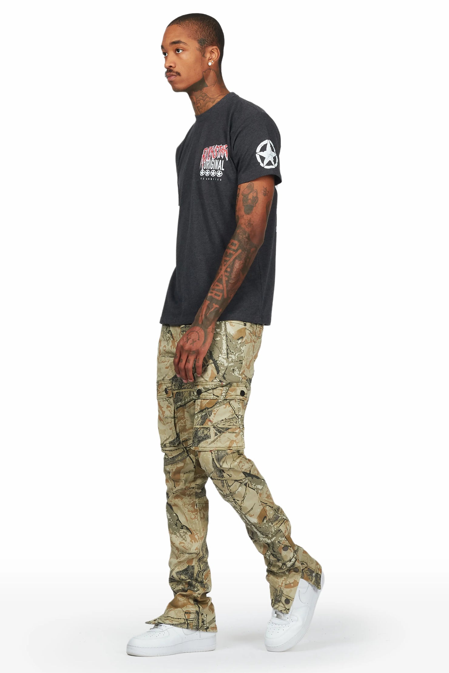 Waage Tree Camo Cargo Stacked Flare Jean